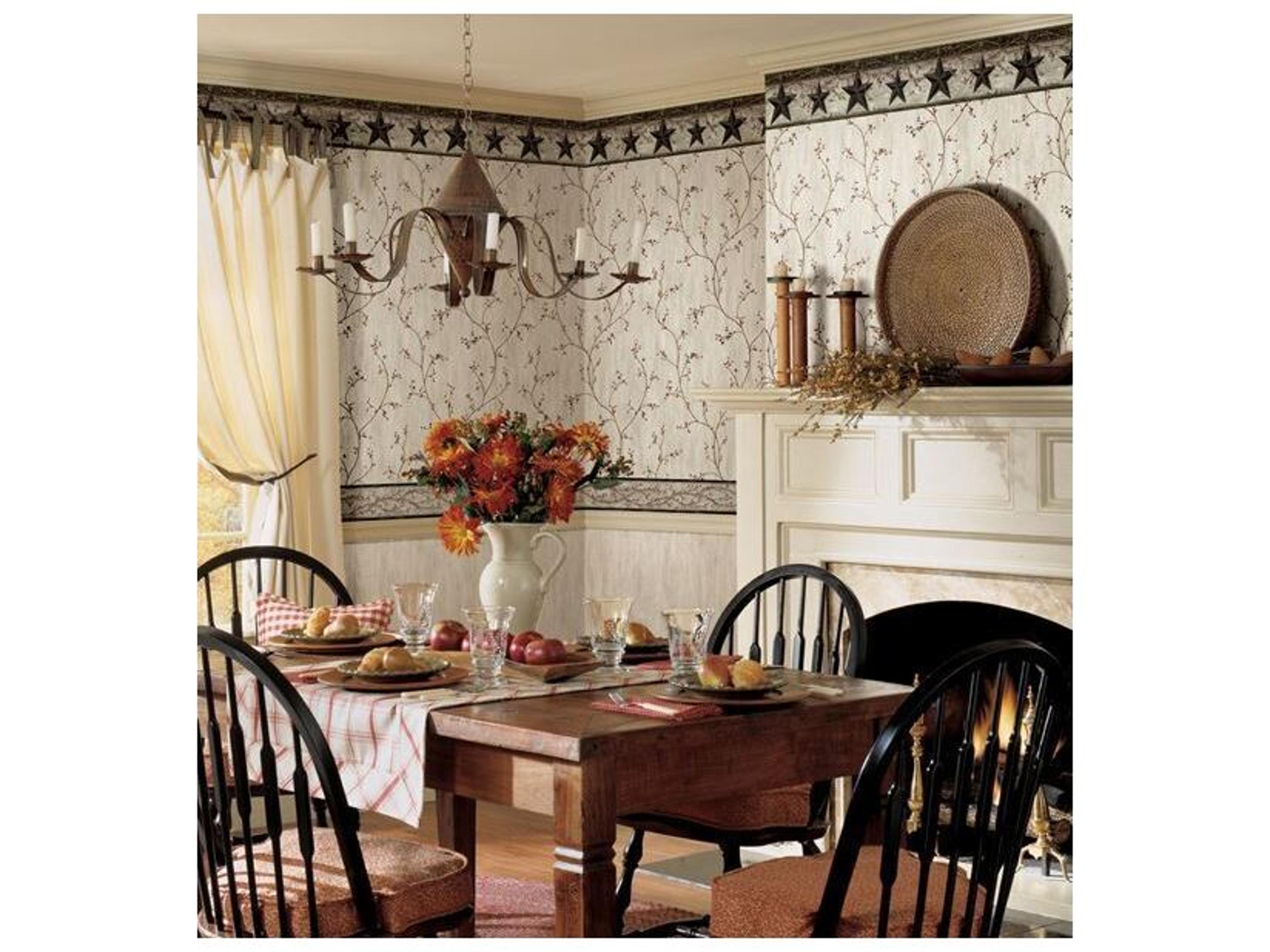 Brewster Home Fashions Chesapeake Graham Cream Rustic Star Trail Border