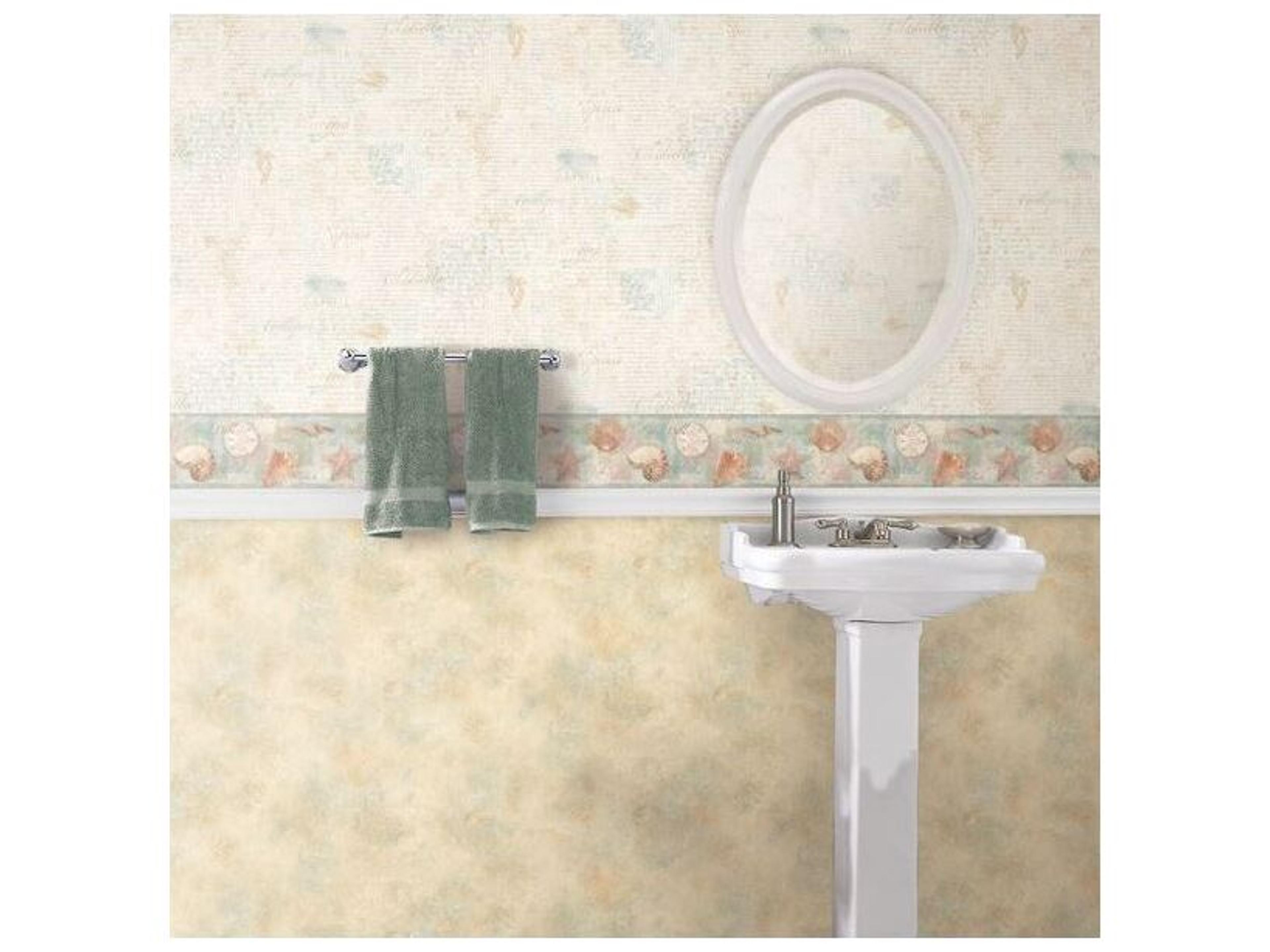 Brewster Home Fashions Chesapeake Quinten Blue Seashells Toss Border