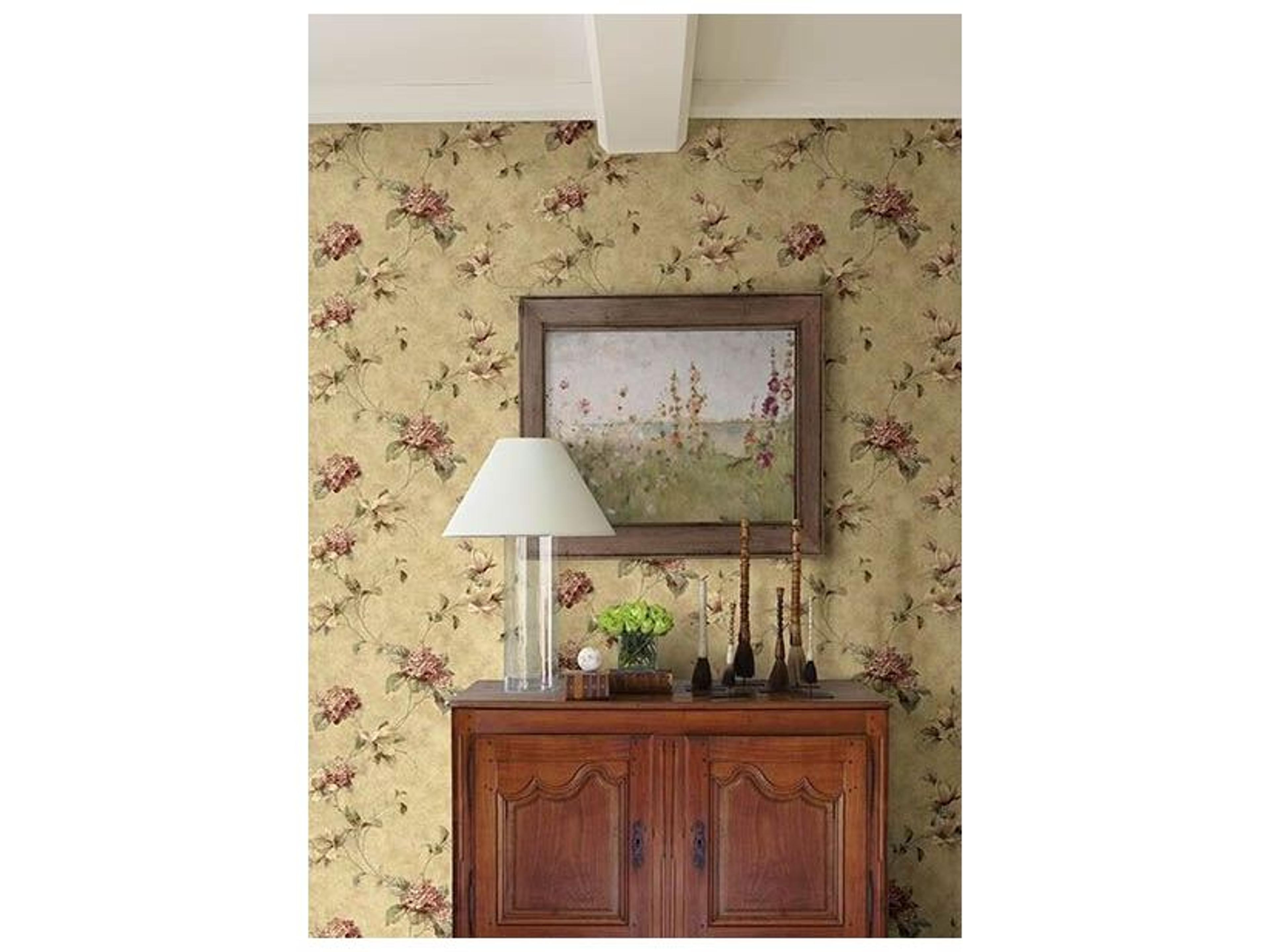 Brewster Home Fashions Chesapeake Hydrangea Maroon Trail