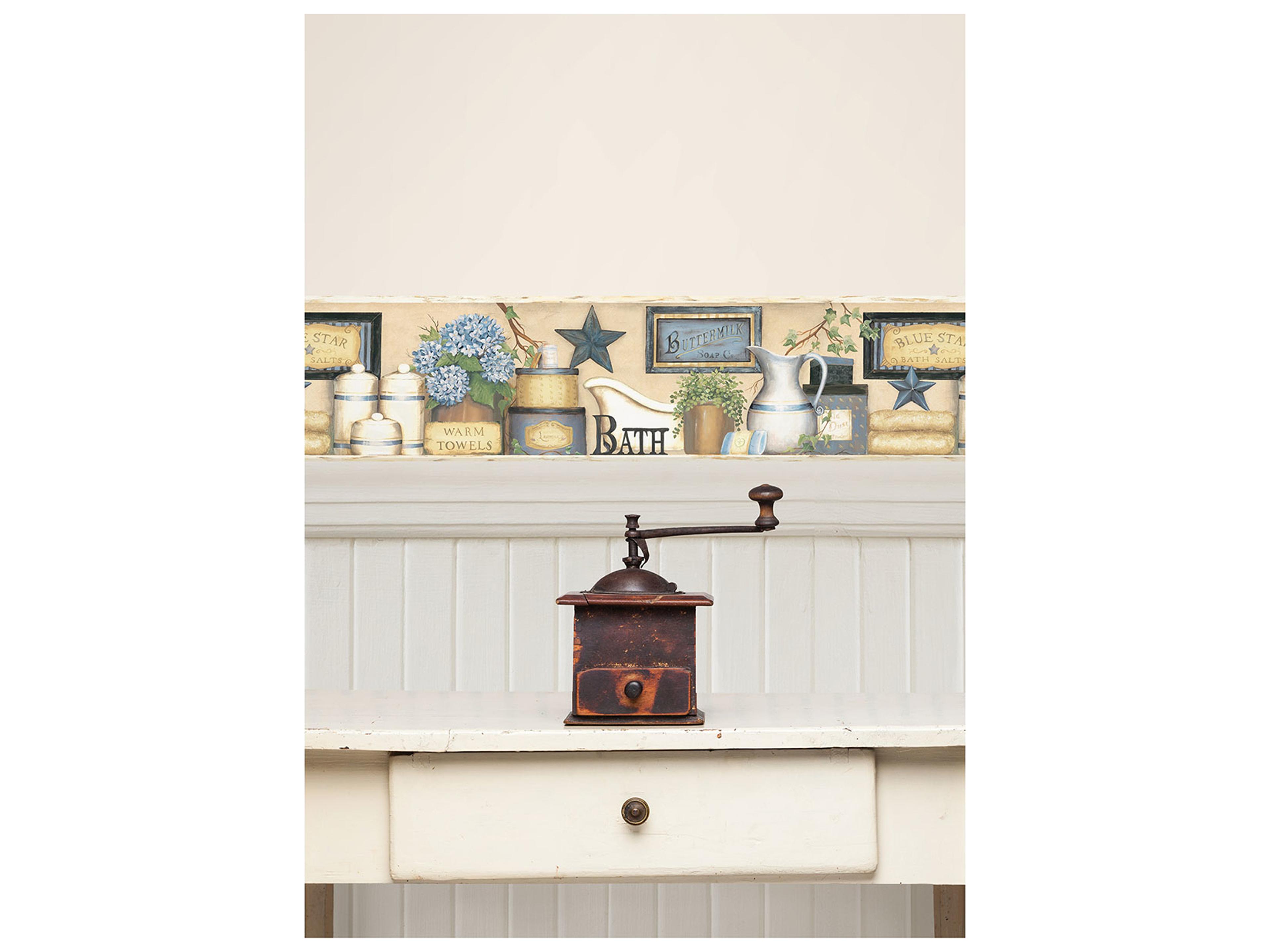 Brewster Home Fashions Chesapeake Martha Blue Country Bath Border