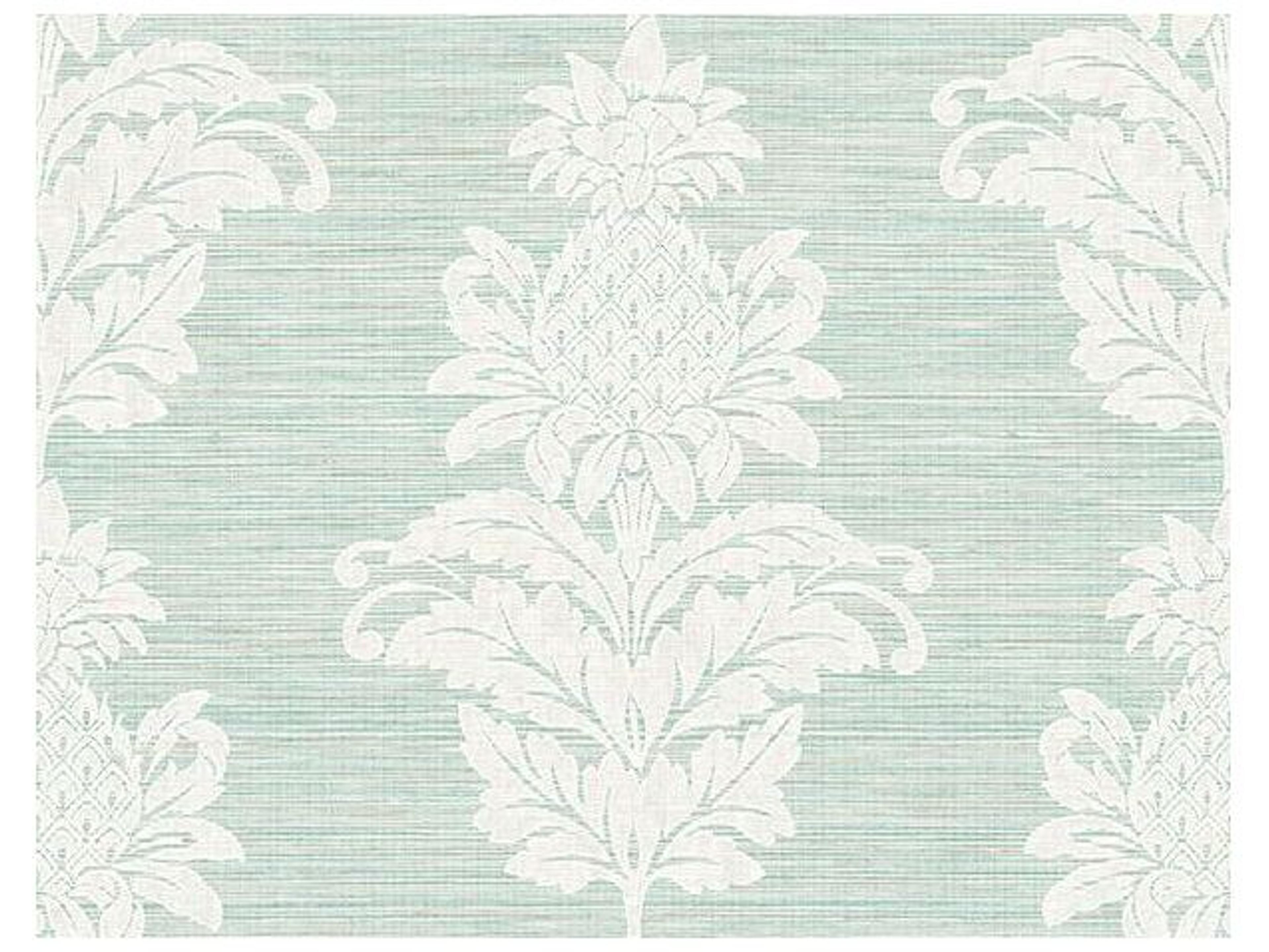 Kenneth James Pineapple Grove Turquoise Damask Wallpaper