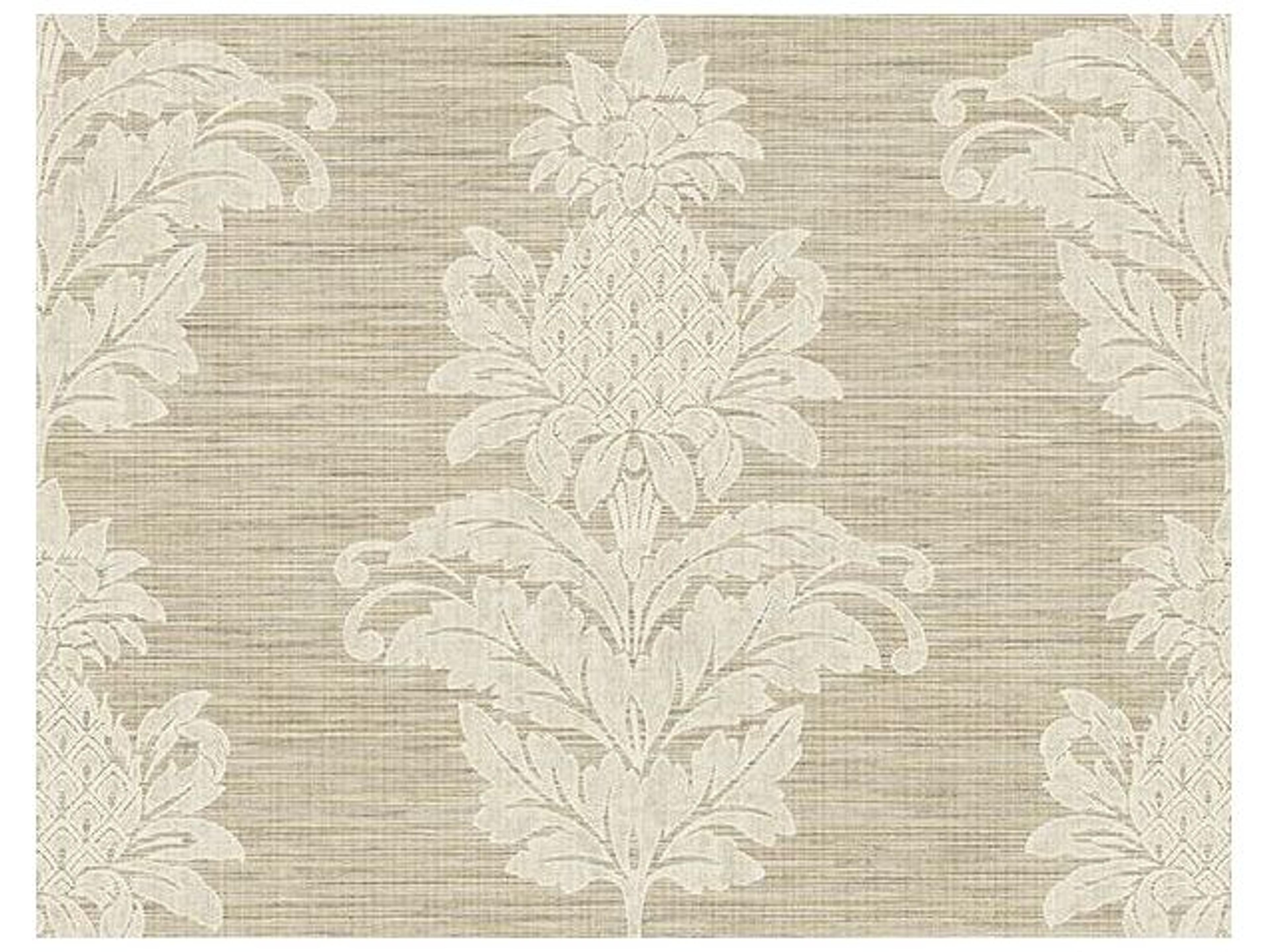 Kenneth James Pineapple Grove Brown Damask Wallpaper