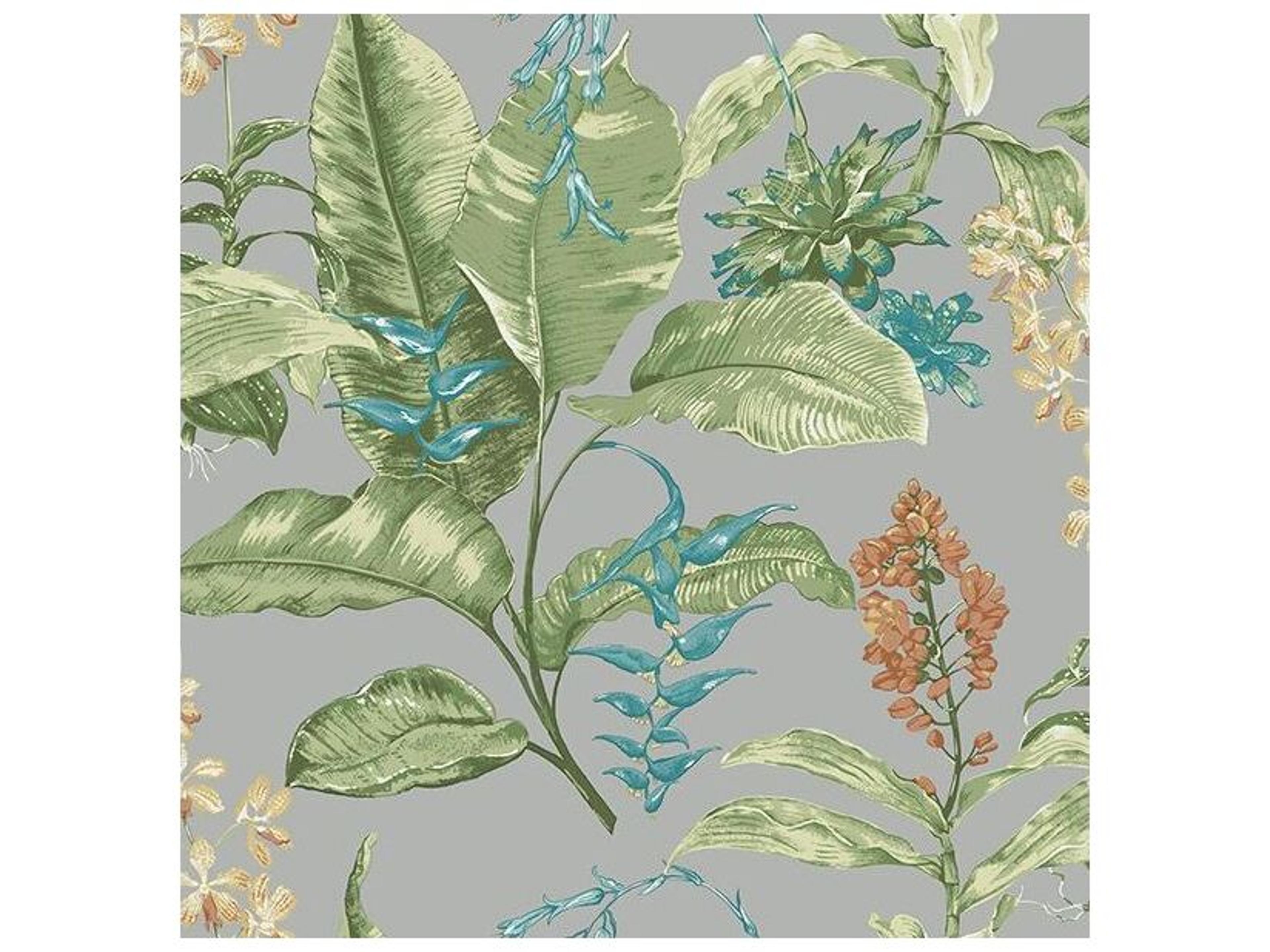 Kenneth James Maui Grey Botanical Wallpaper
