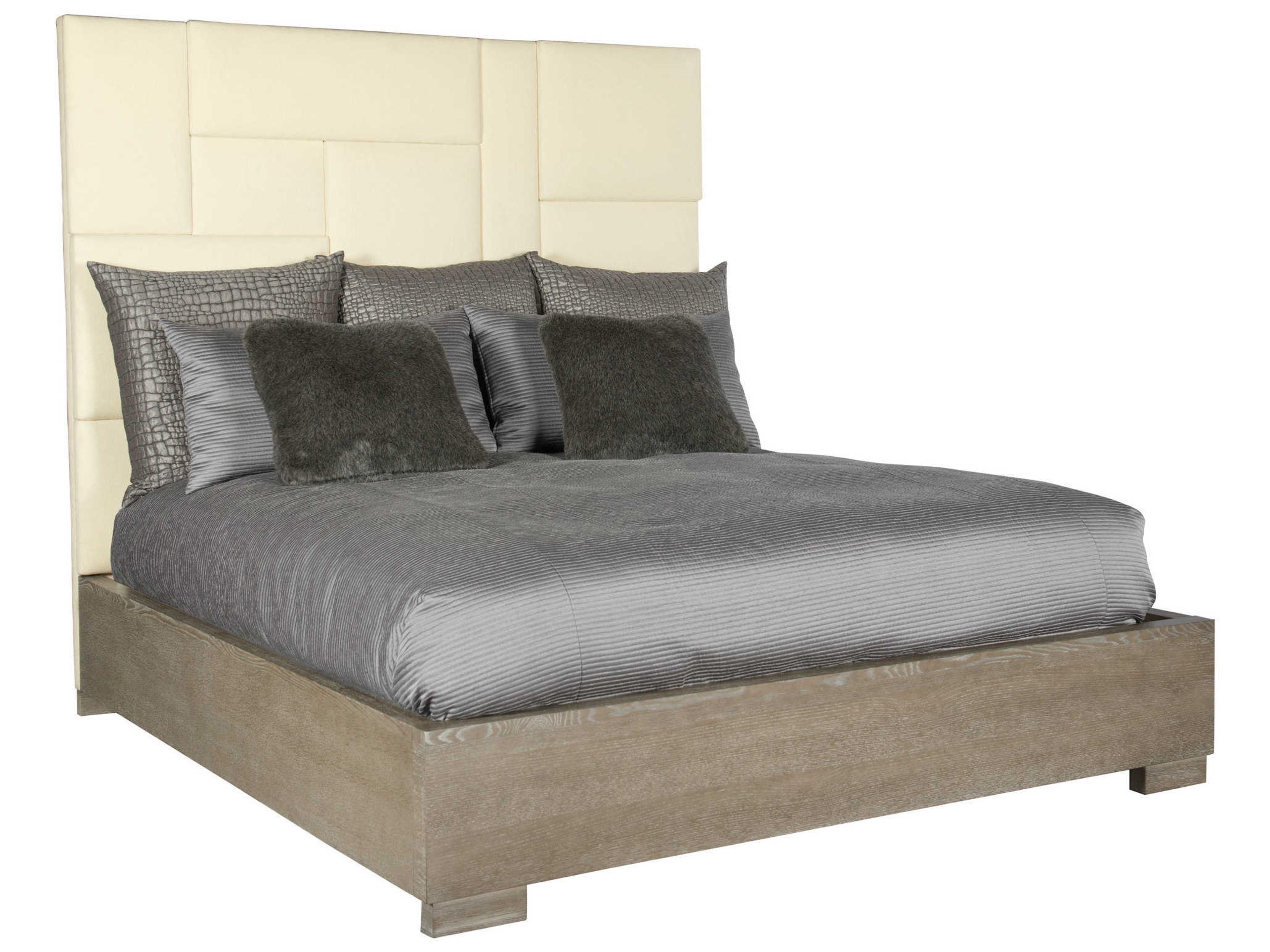 Mosaic Beige Solid Wood Upholstered King Platform Bed
