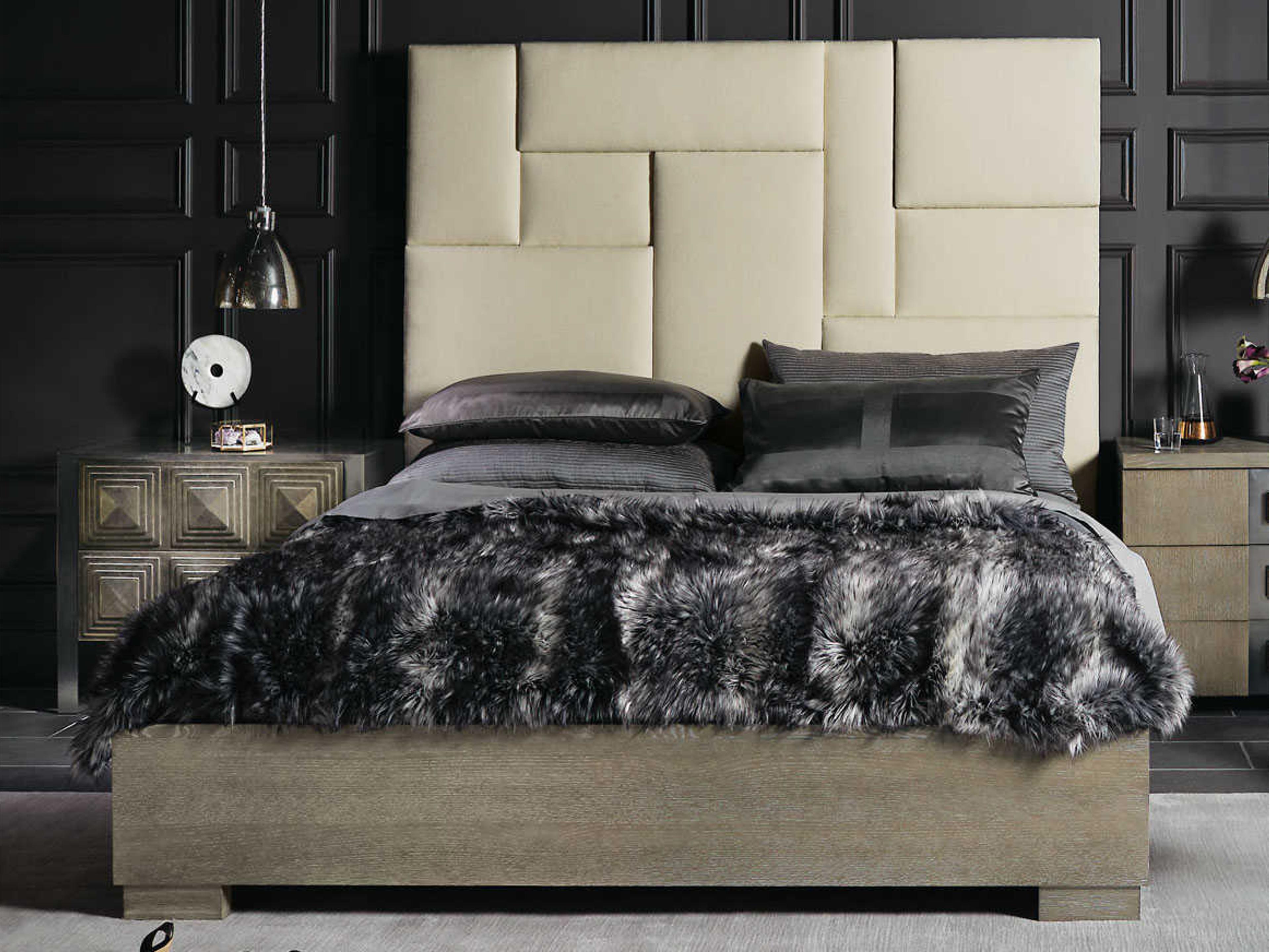 Bernhardt Mosaic Beige Solid Wood Upholstered King Platform Bed