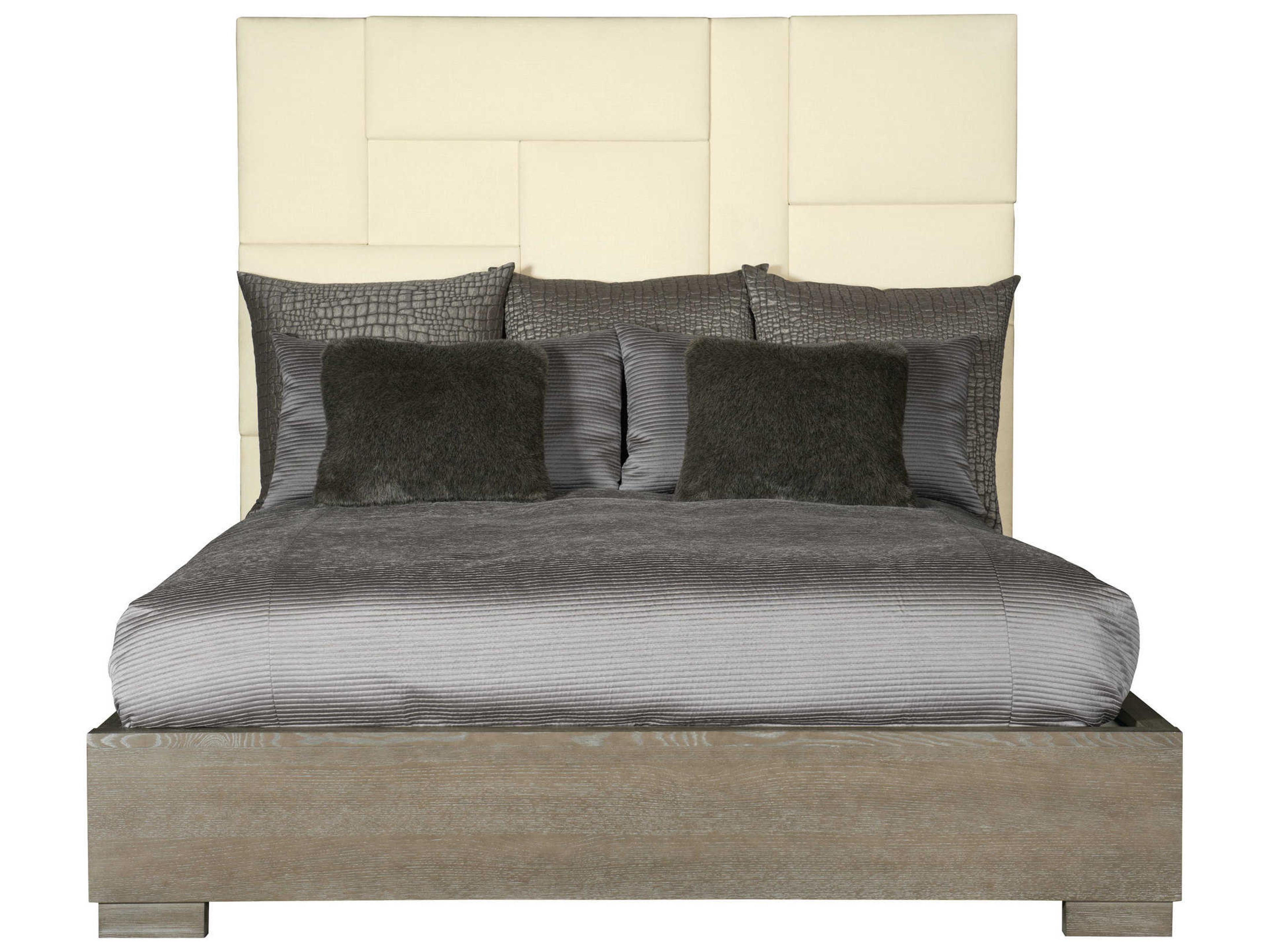 Bernhardt Mosaic Beige Solid Wood Upholstered King Platform Bed