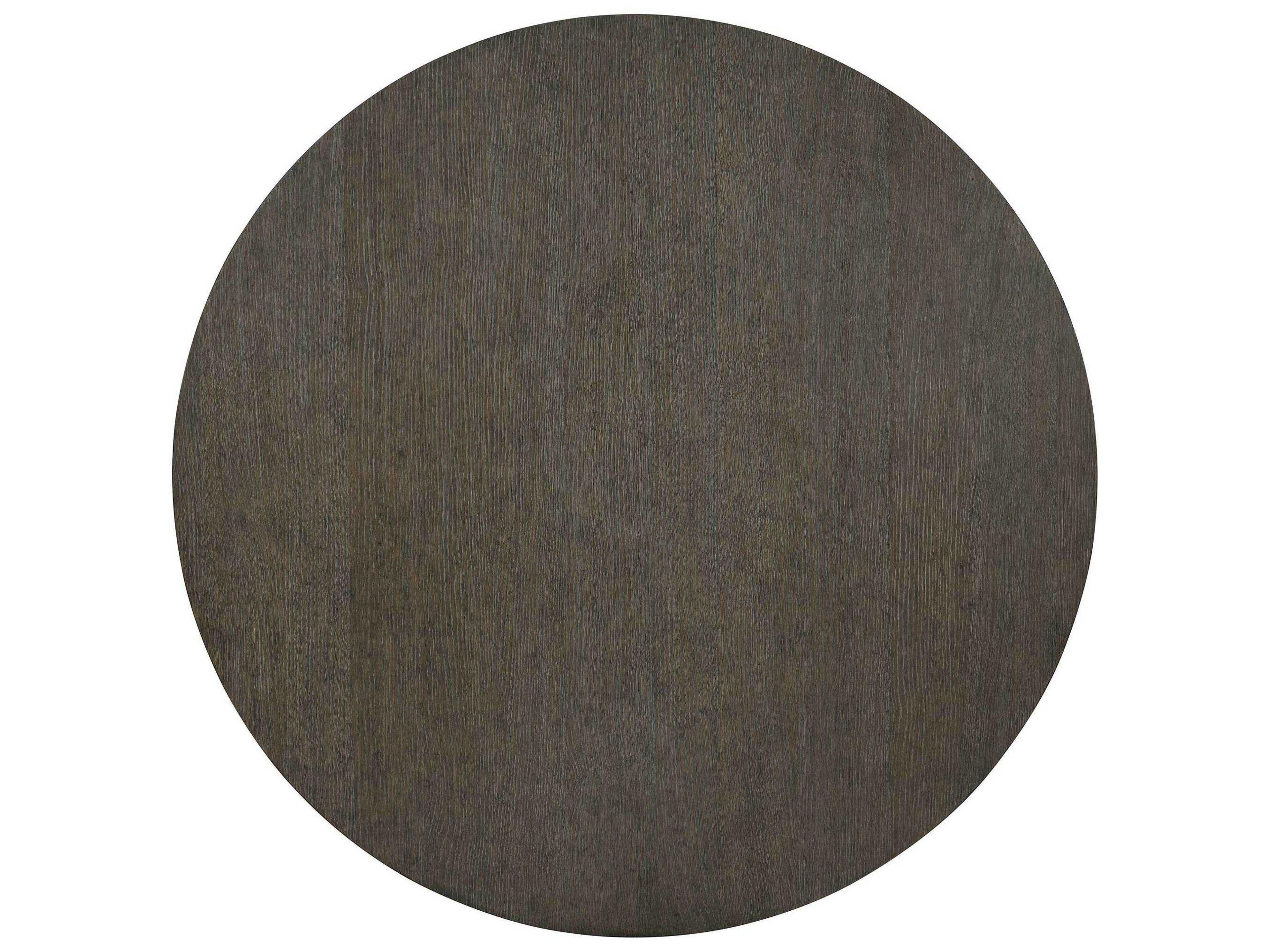 Bernhardt Linea Round Wood Cerused Charcoal Textured Graphite Metal Dining Table