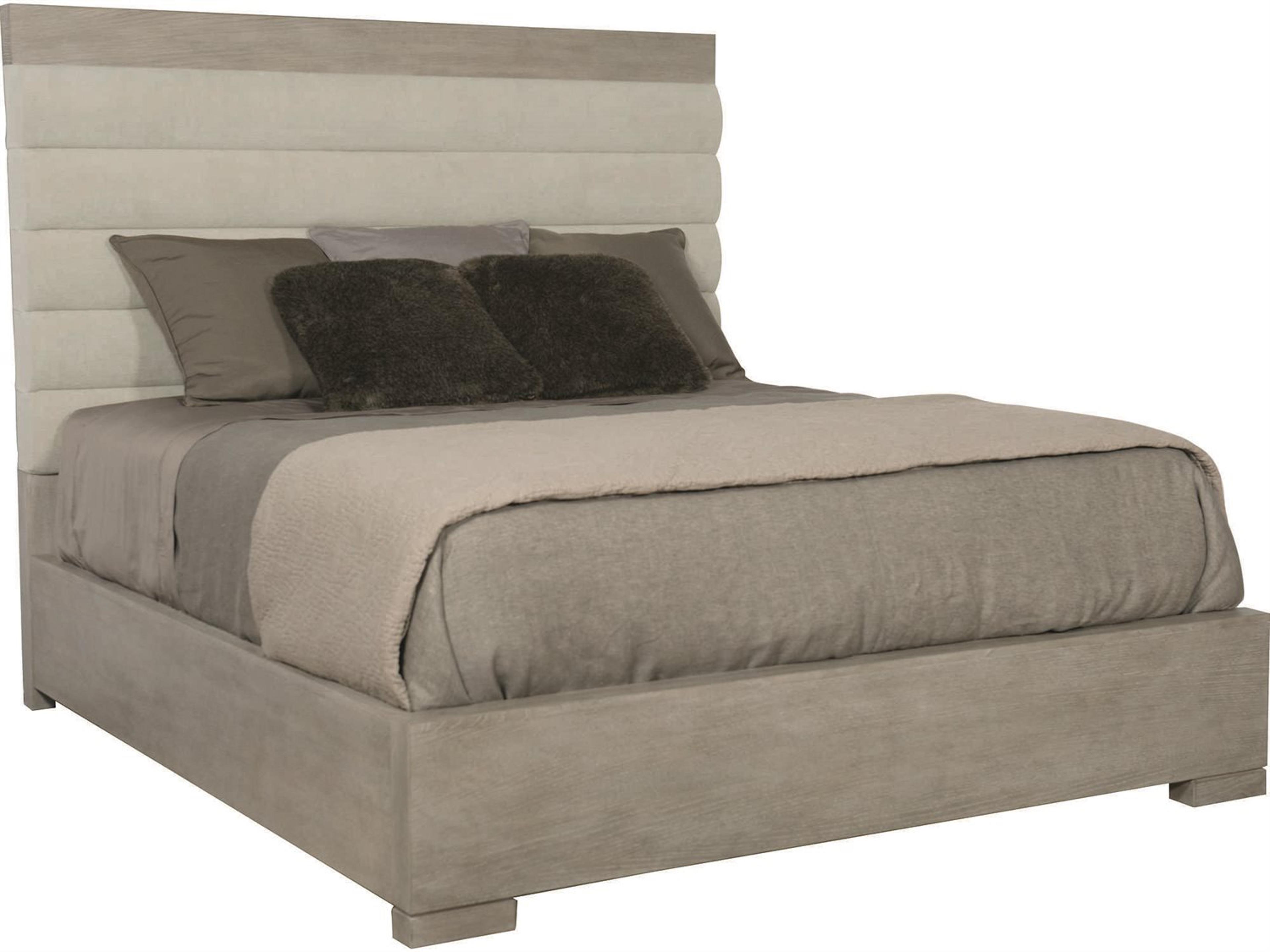 Linea King Upholstered Channel Panel Bed Cerused Greige