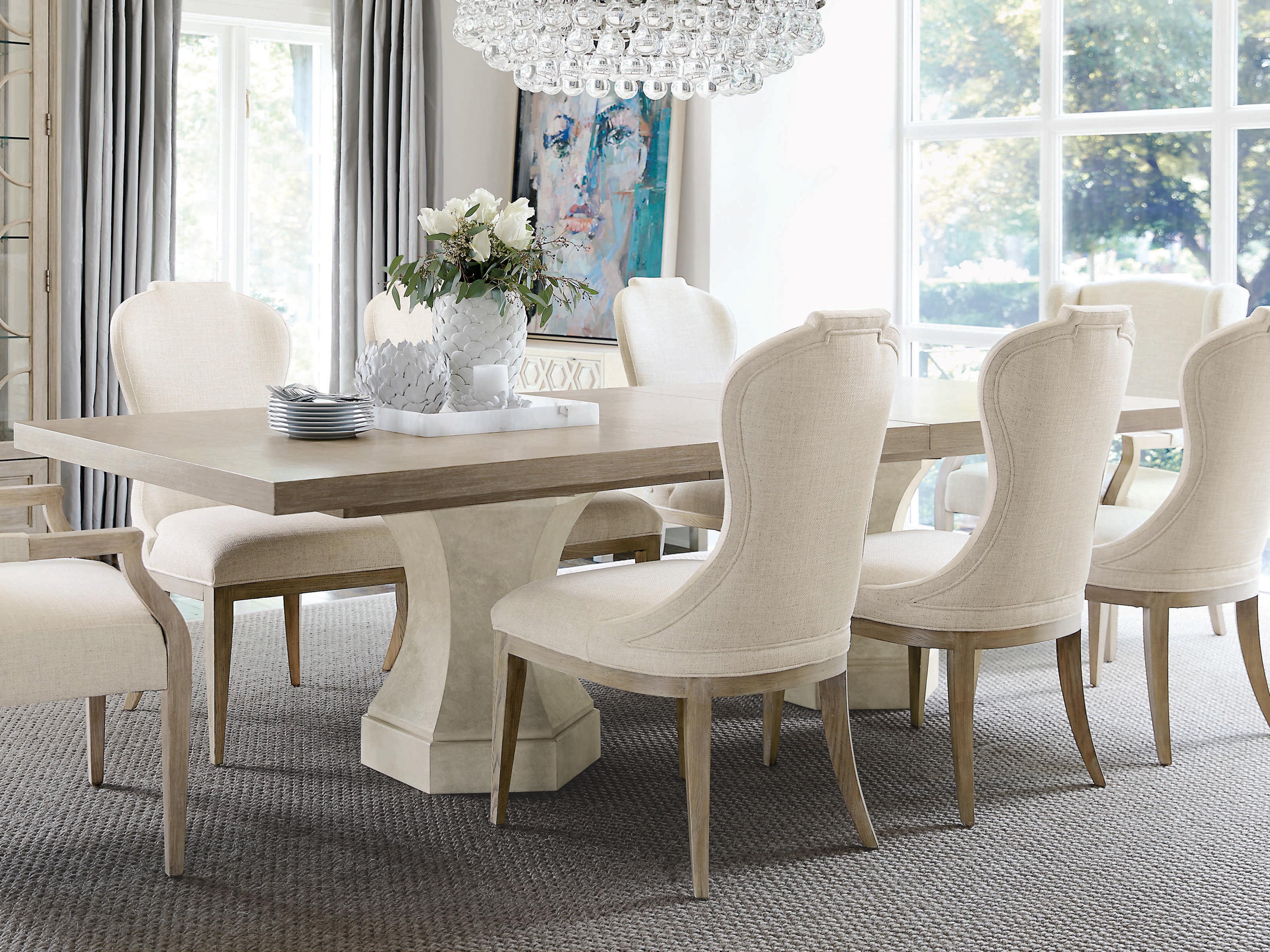 Bernhardt Santa Barbara Rectangular Wood Sandstone Textured Cameo Dining Table