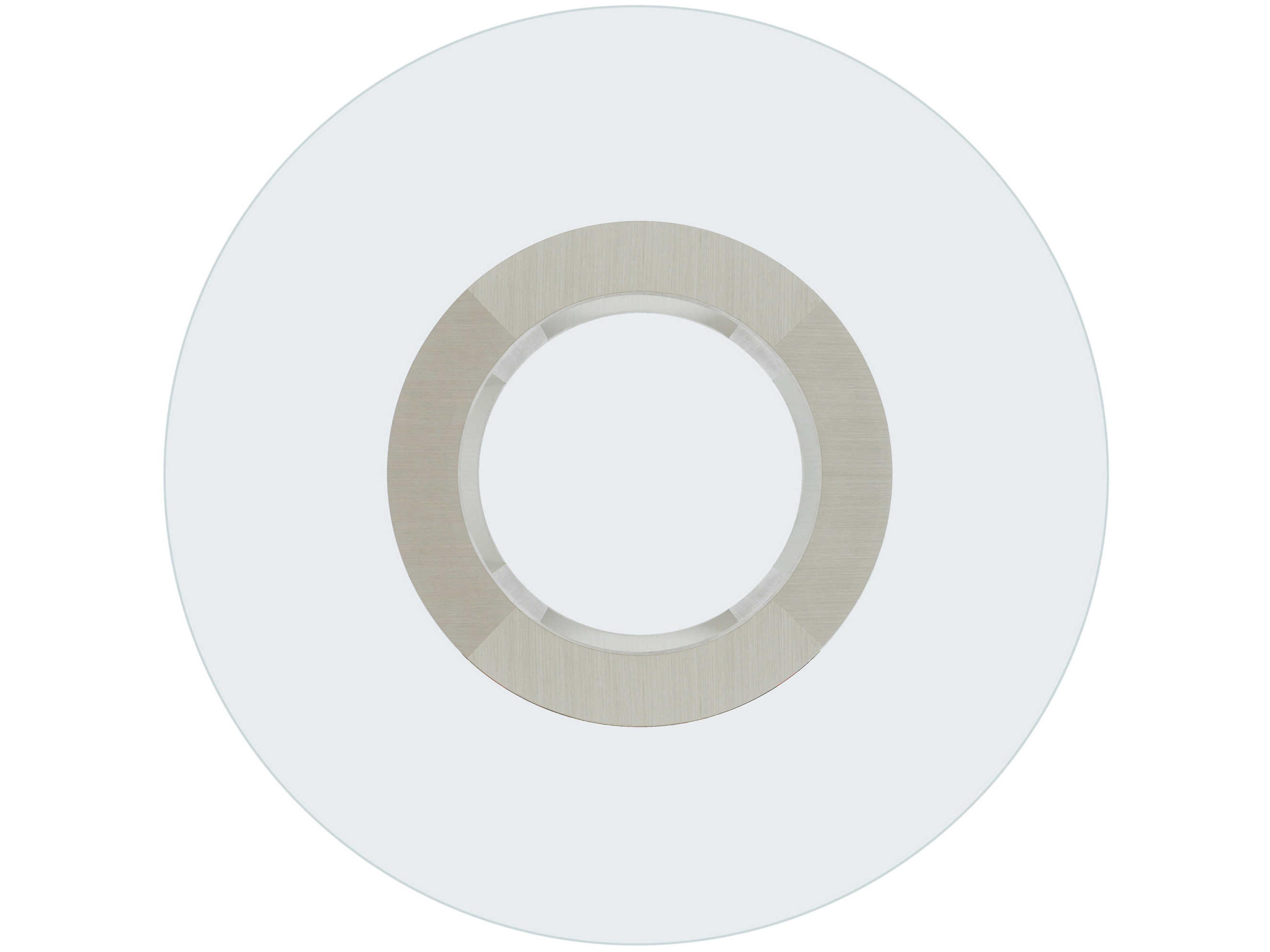 Bernhardt Axiom Round Glass Linear Gray White Dining Table