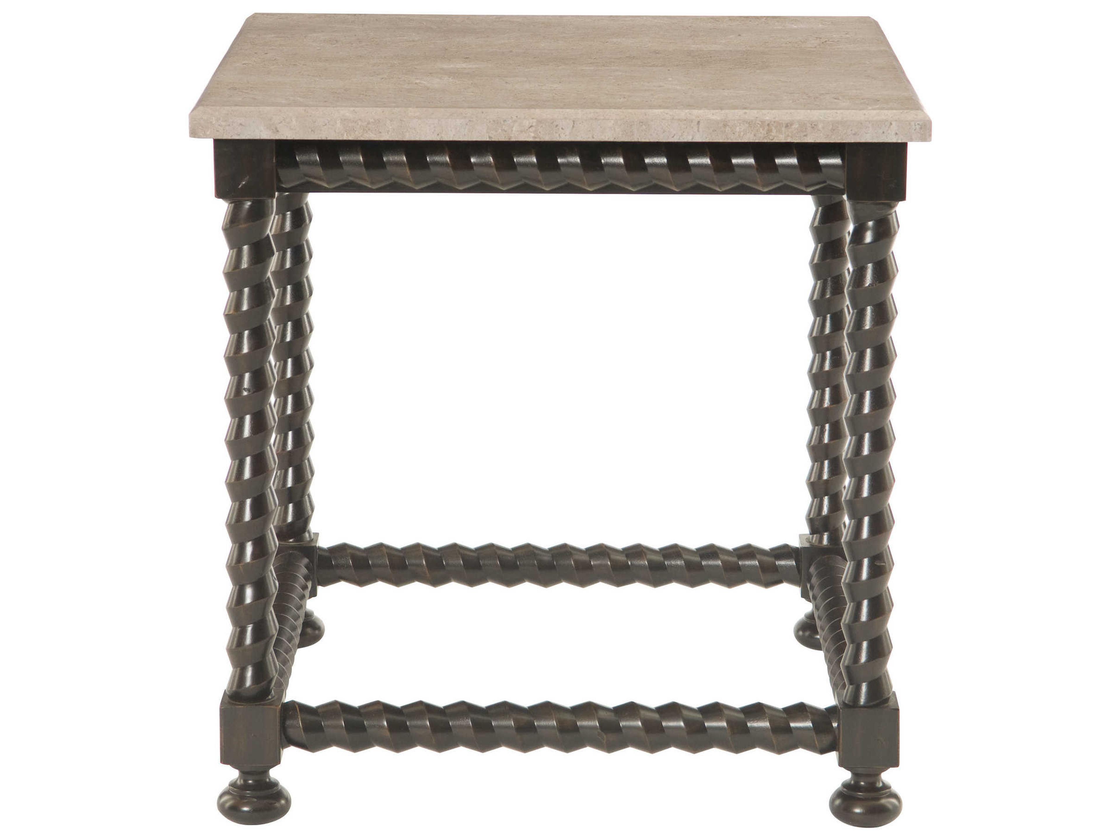 Cordova Square Stone Ebonized End Table