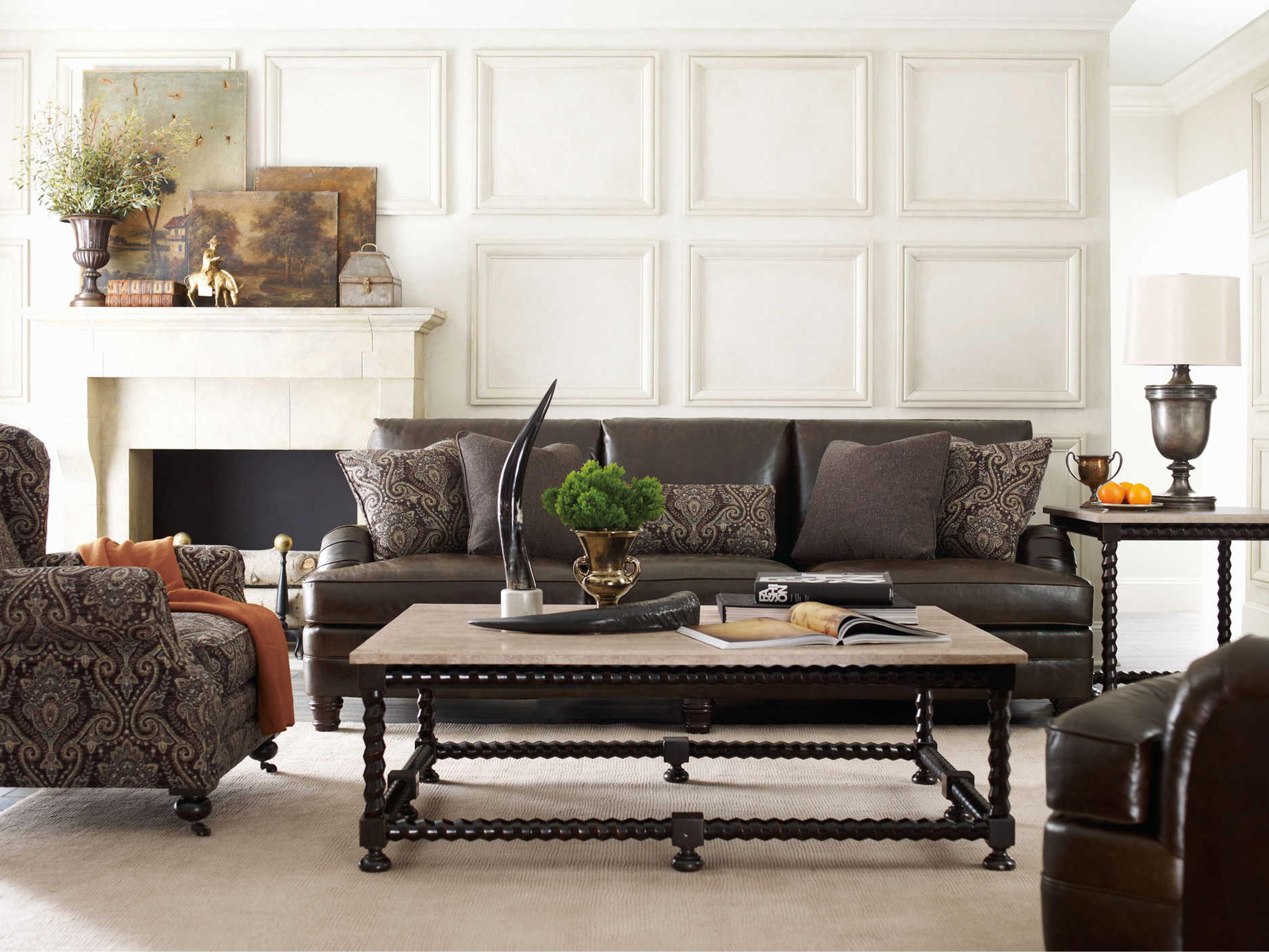 Bernhardt Cordova Square Stone Ebonized End Table