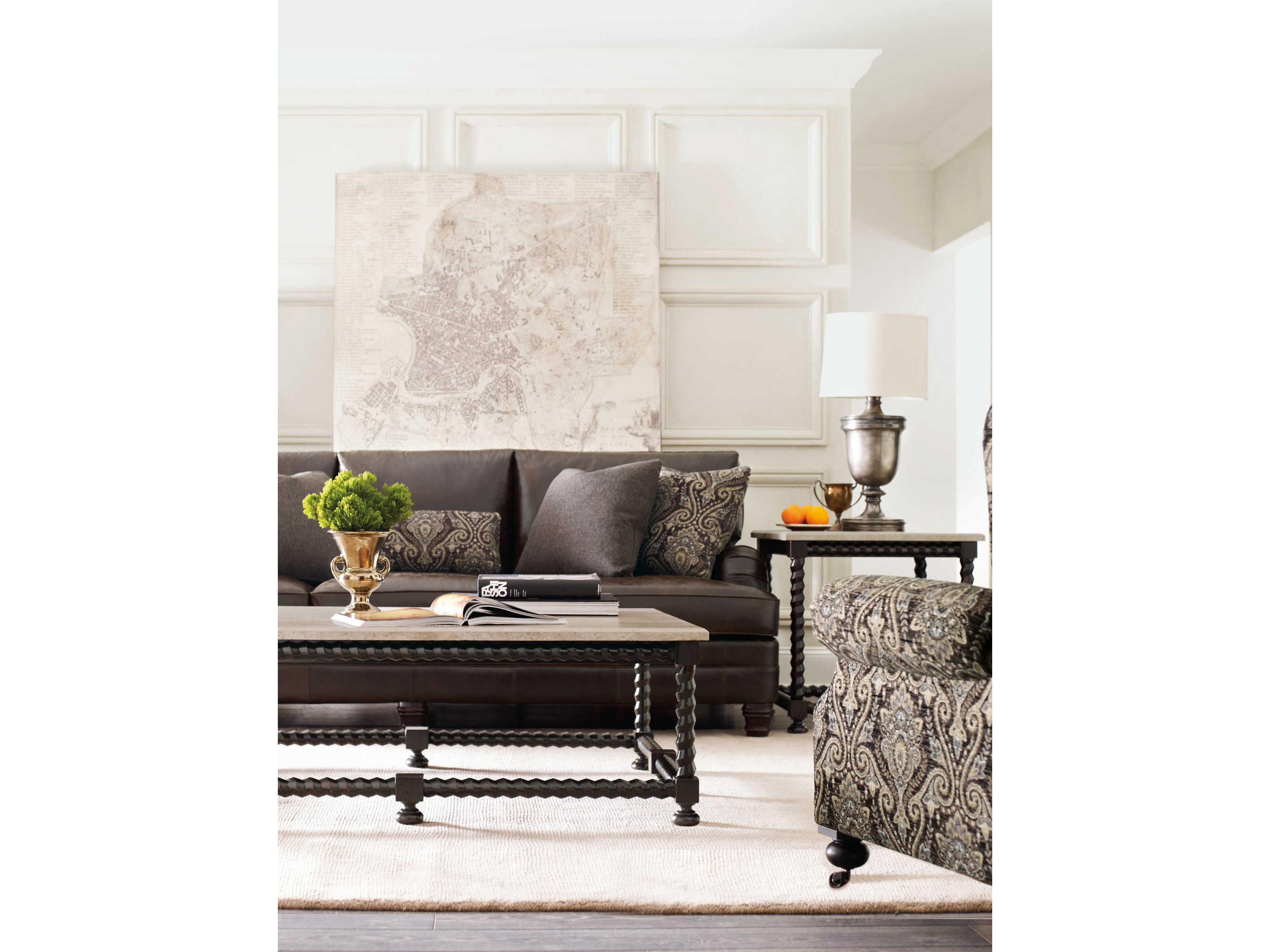 Bernhardt Cordova Square Stone Ebonized End Table