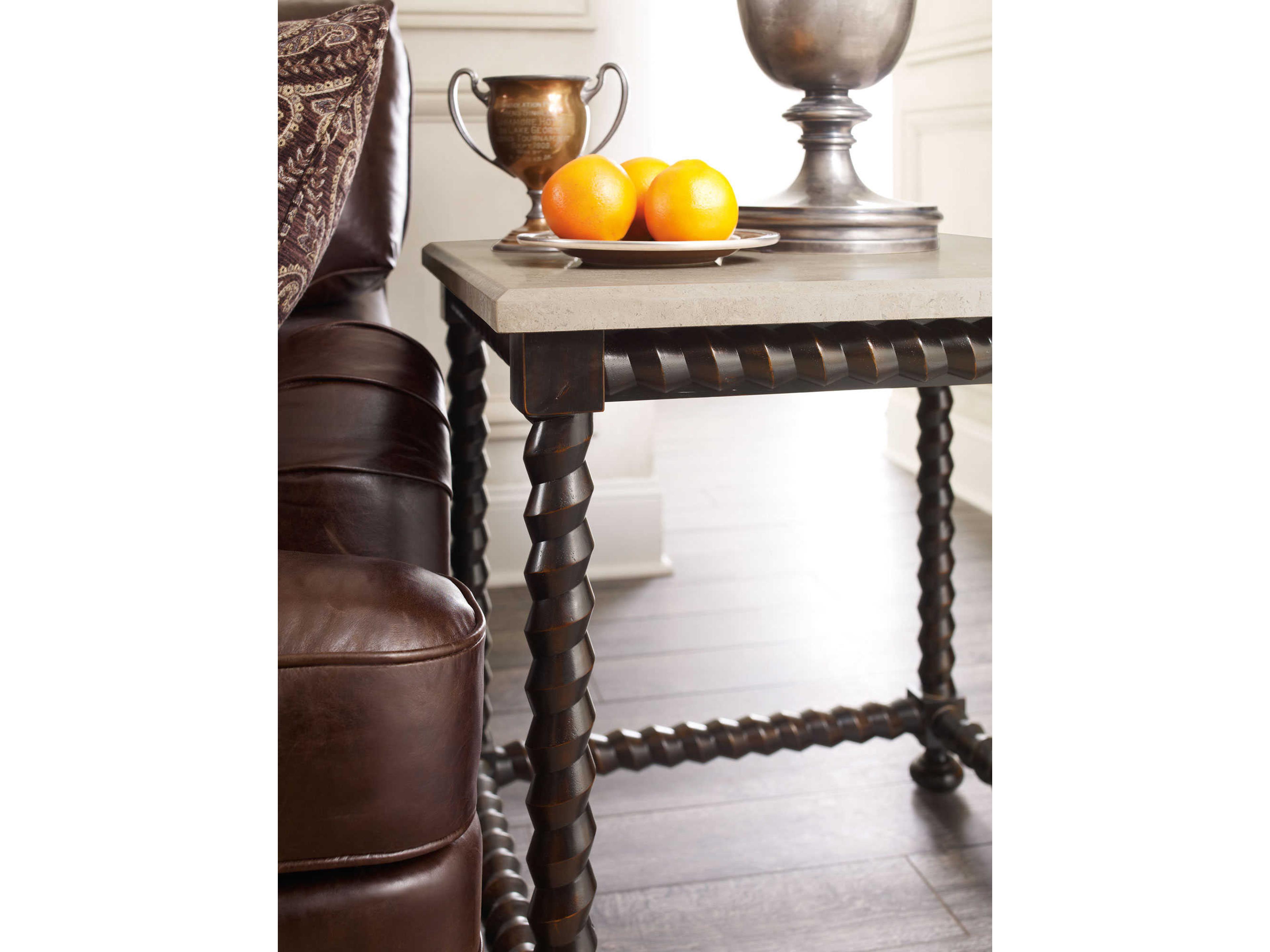 Bernhardt Cordova Square Stone Ebonized End Table