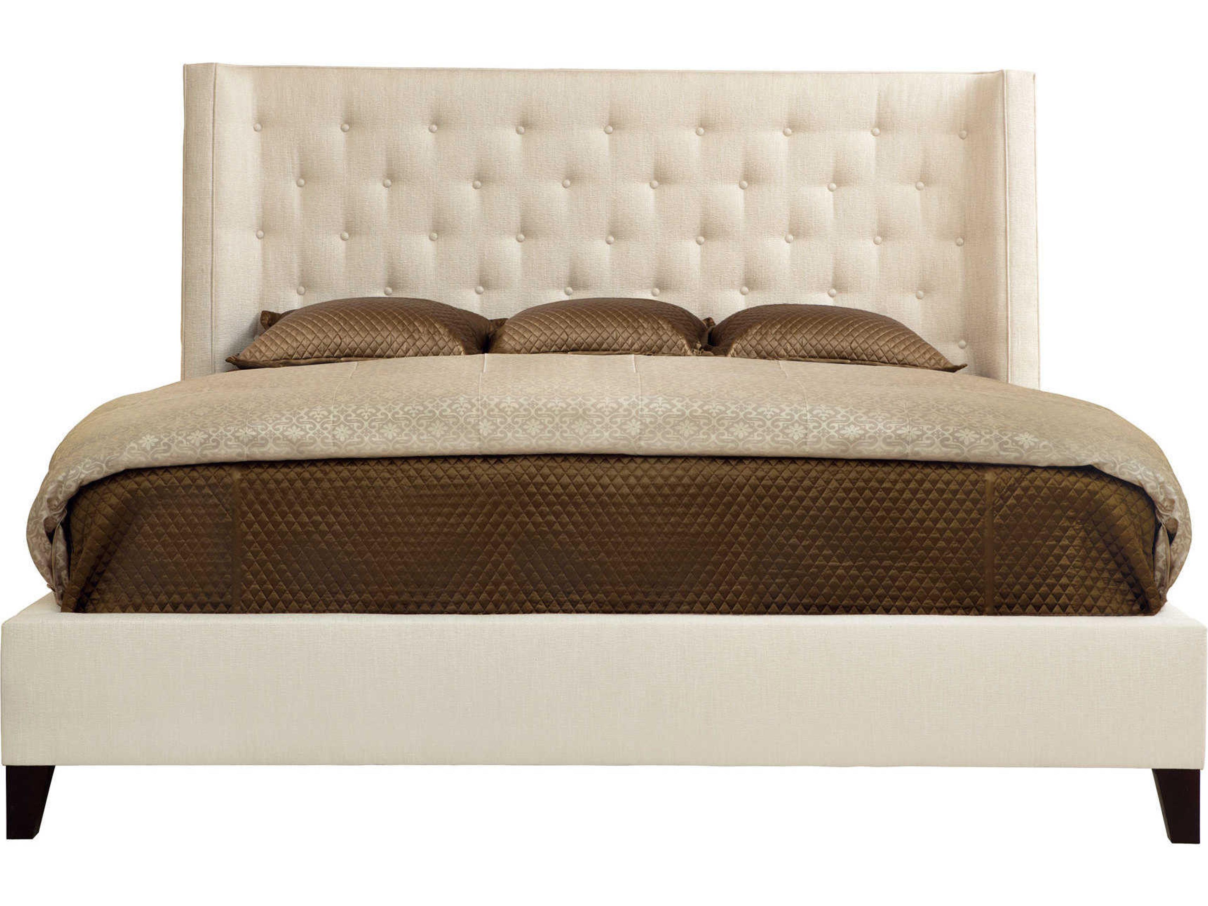 Bernhardt Interiors Maxime Wing Beige Hardwood Upholstered King Platform Bed