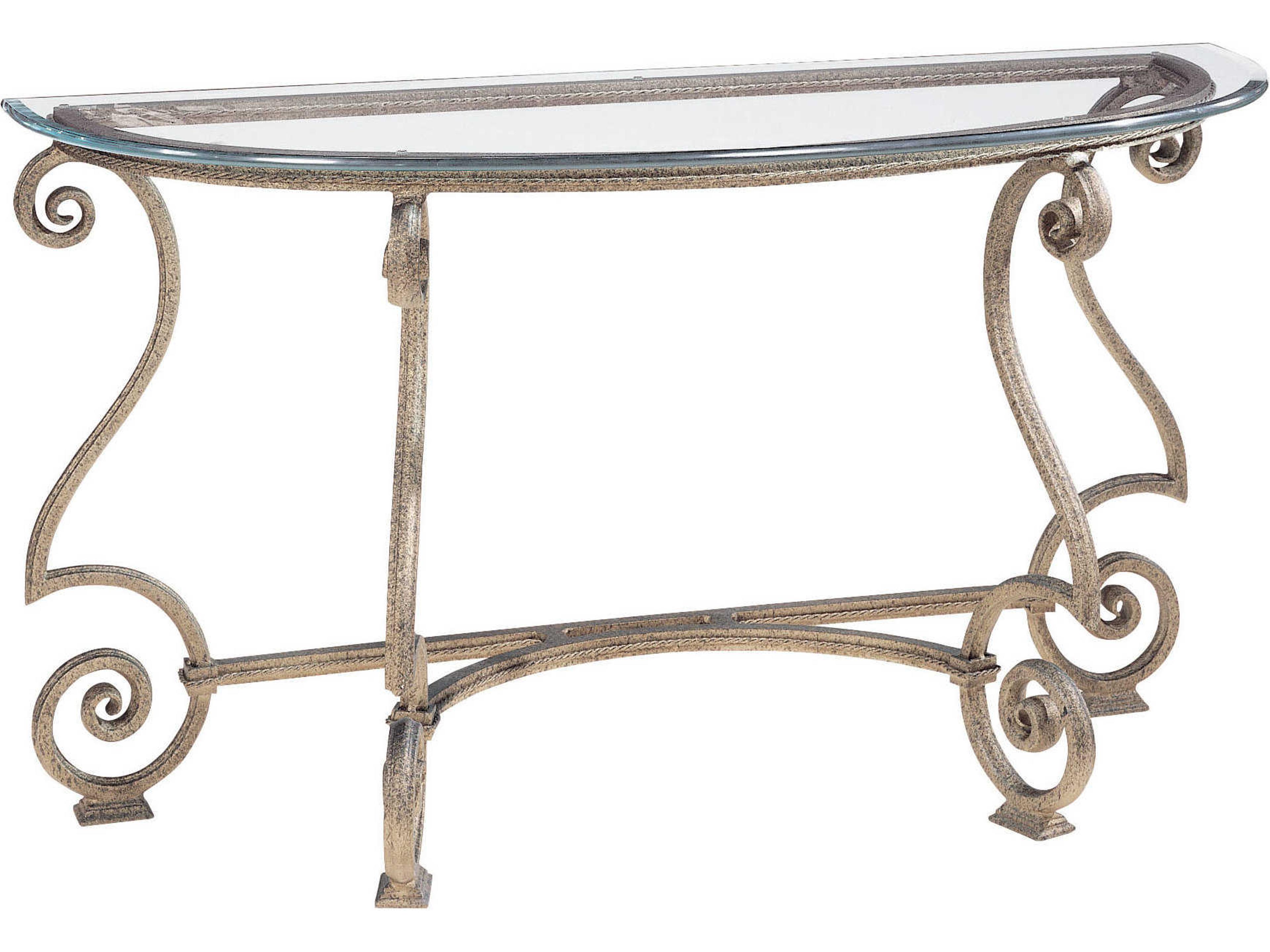 Bernhardt Solano Demilune Glass Aged Bronze Console Table