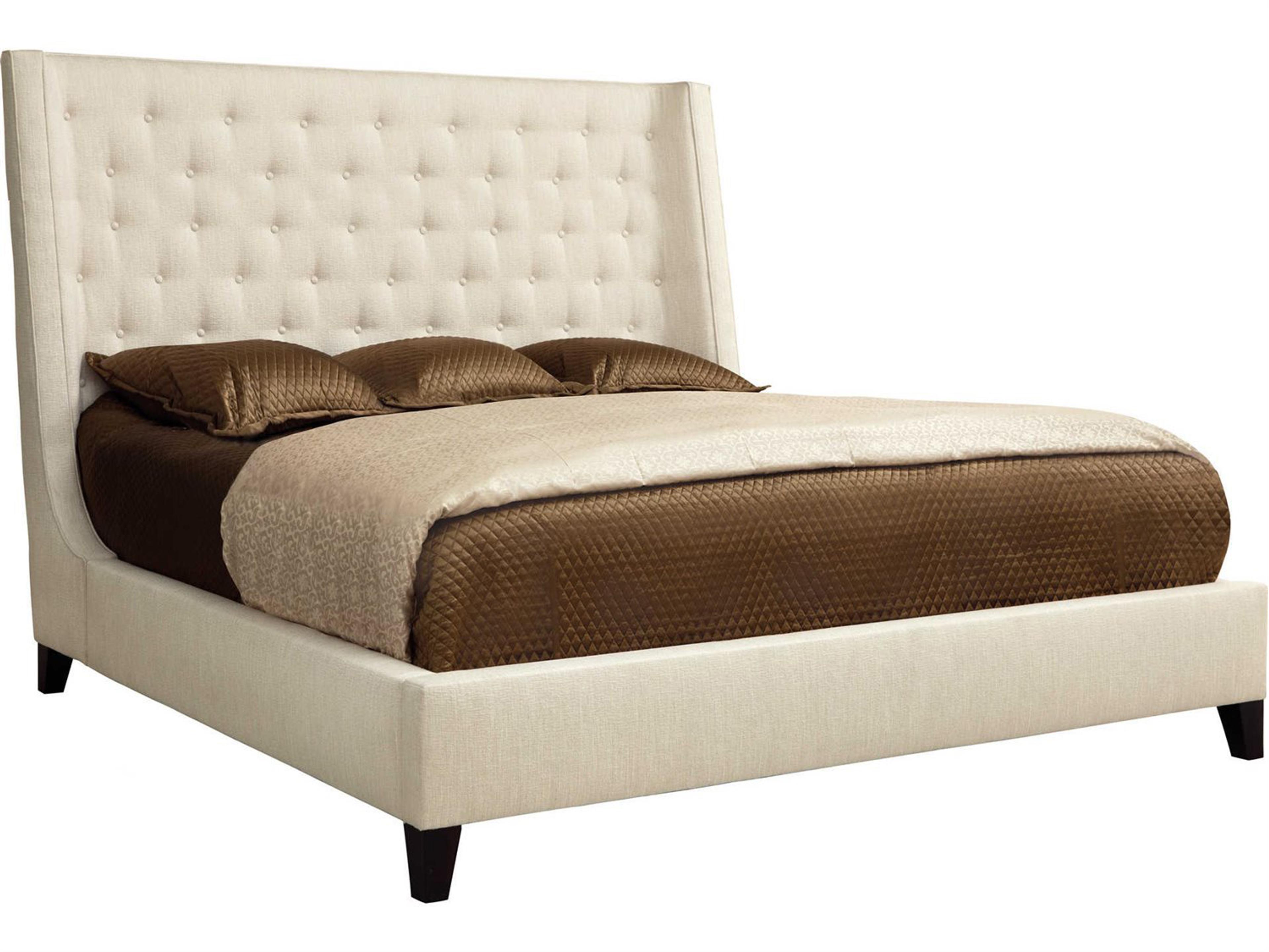 Bernhardt Interiors Maxime Wing Beige Hardwood Upholstered King Platform Bed
