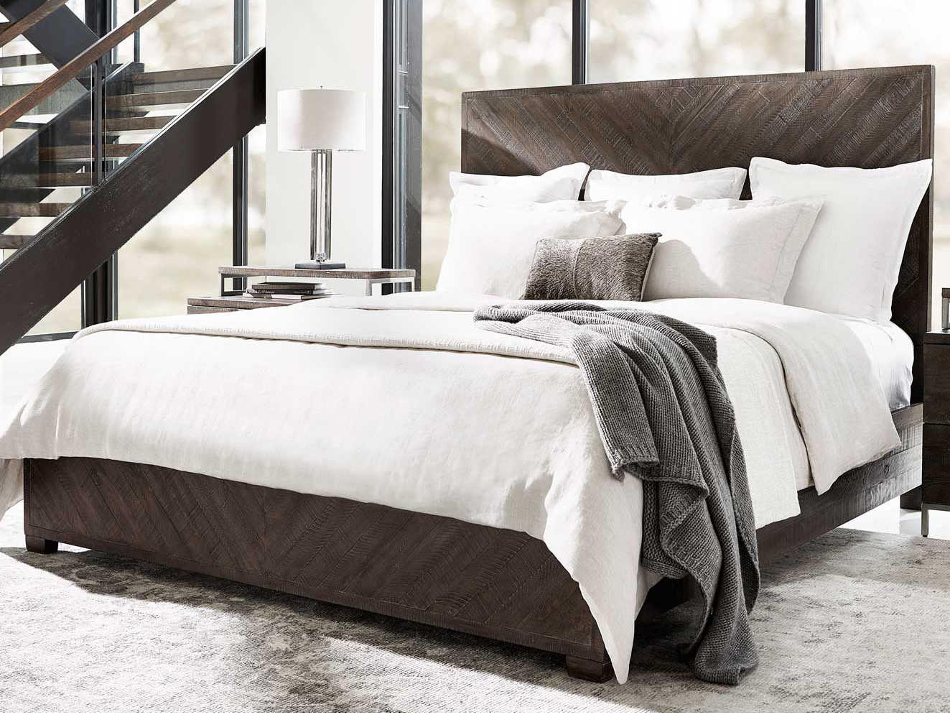 Bernhardt Logan Square Fuller Sable Brown Pine Wood King Panel Bed