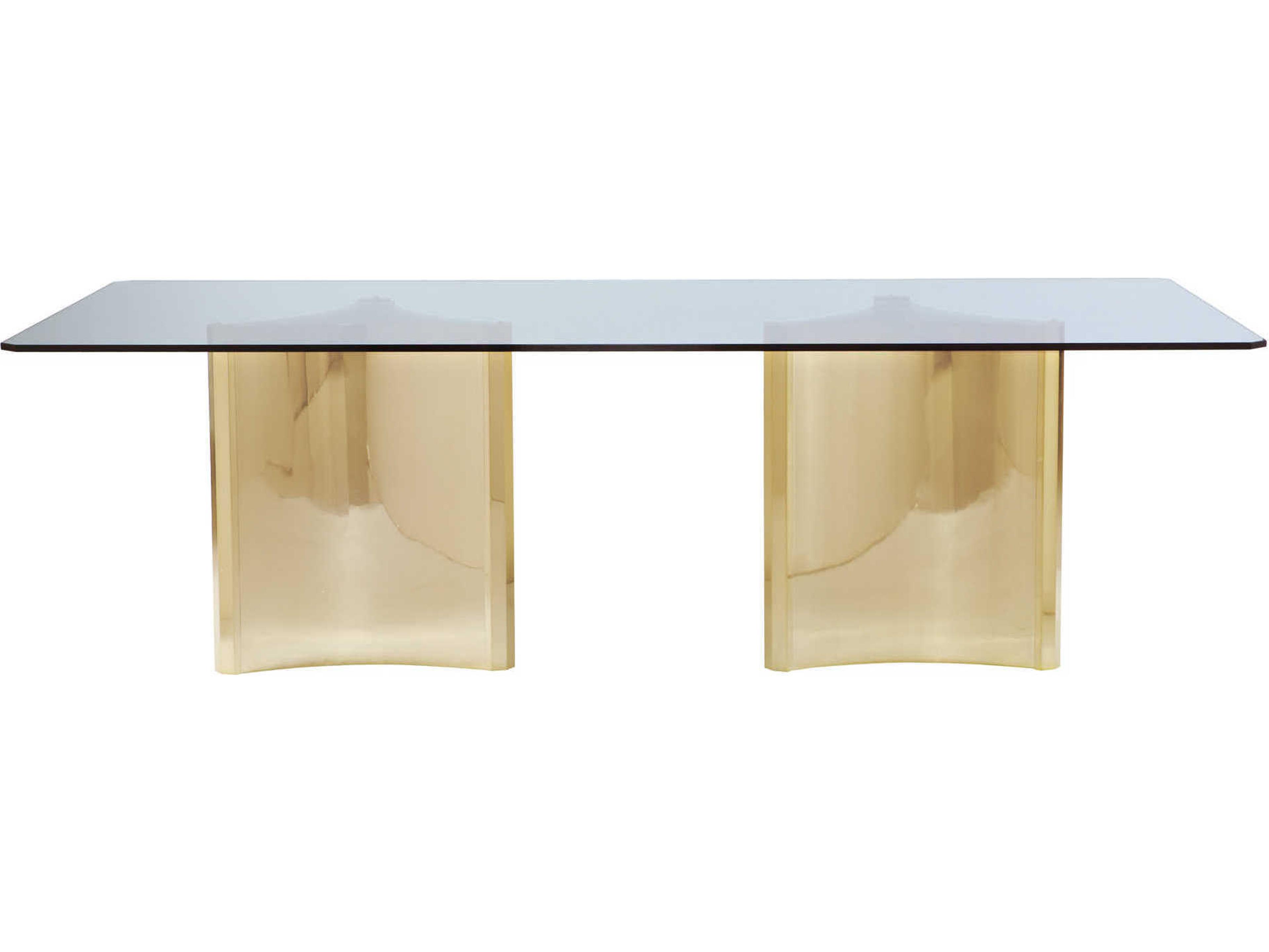 Bernhardt Interiors Abbott Rectangular Glass Patinated Brass Dining Table