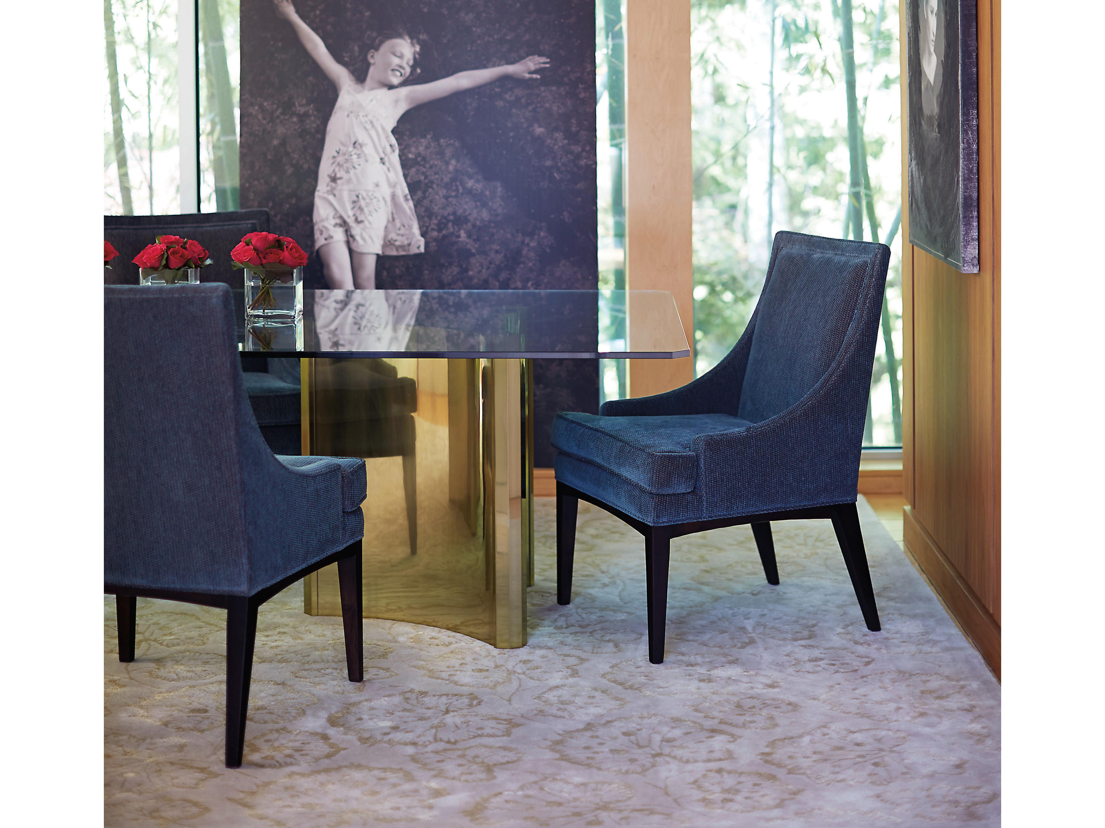 Bernhardt Interiors Abbott Rectangular Glass Patinated Brass Dining Table