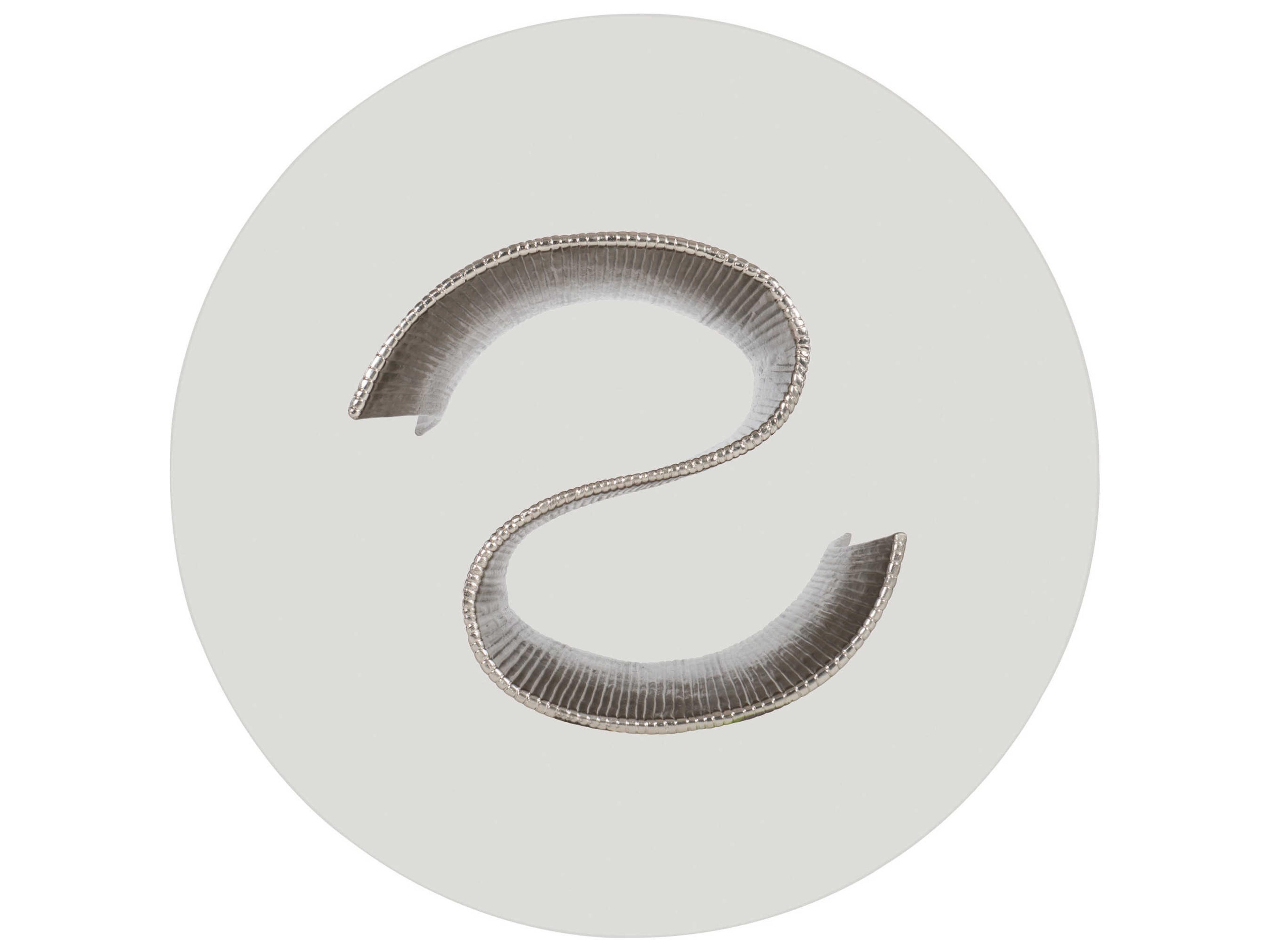 Bernhardt Interiors Serpentine Round Glass Bright Nickel Dining Table