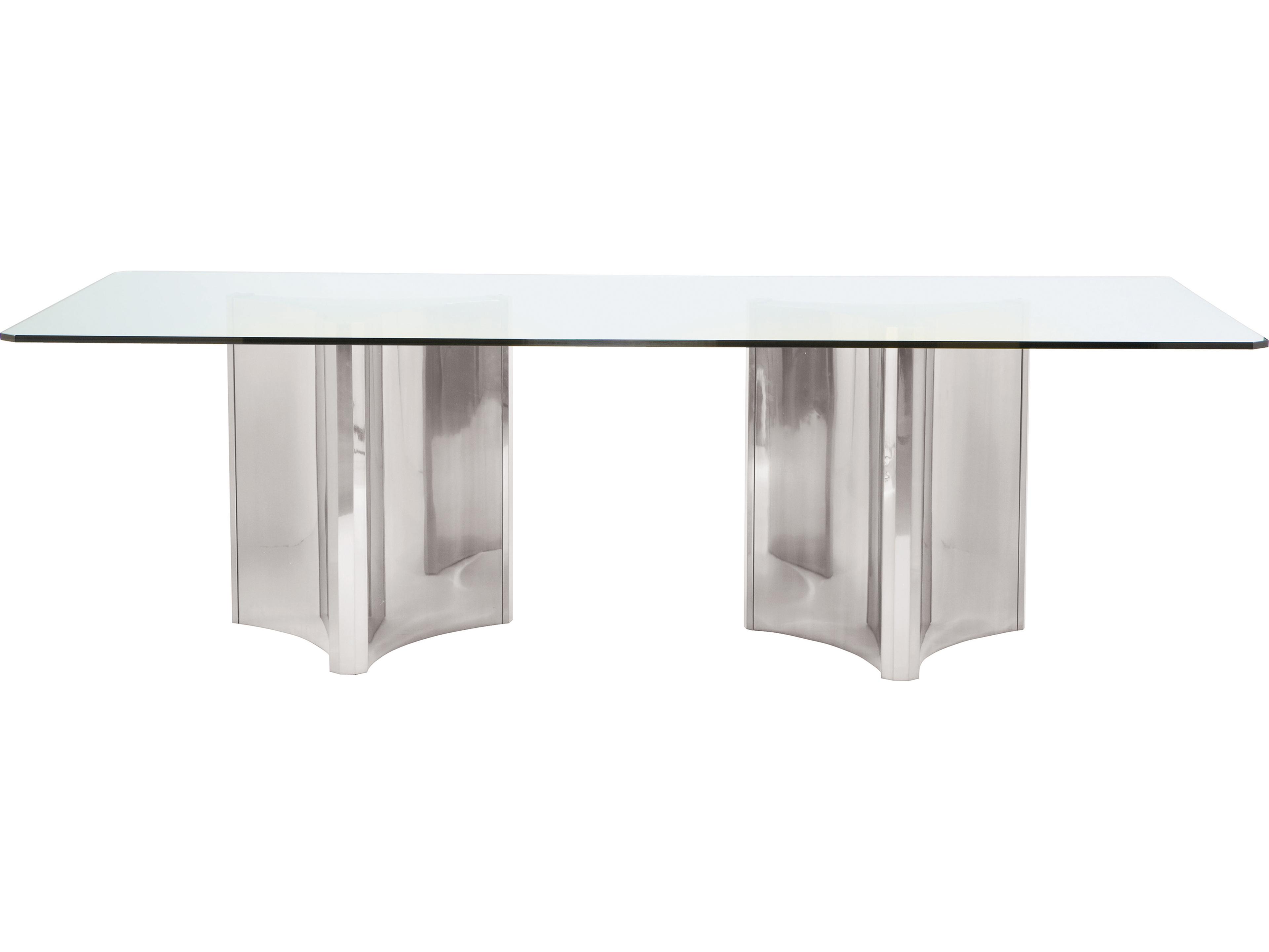 Abbott Rectangular Glass Stainless Steel Dining Table
