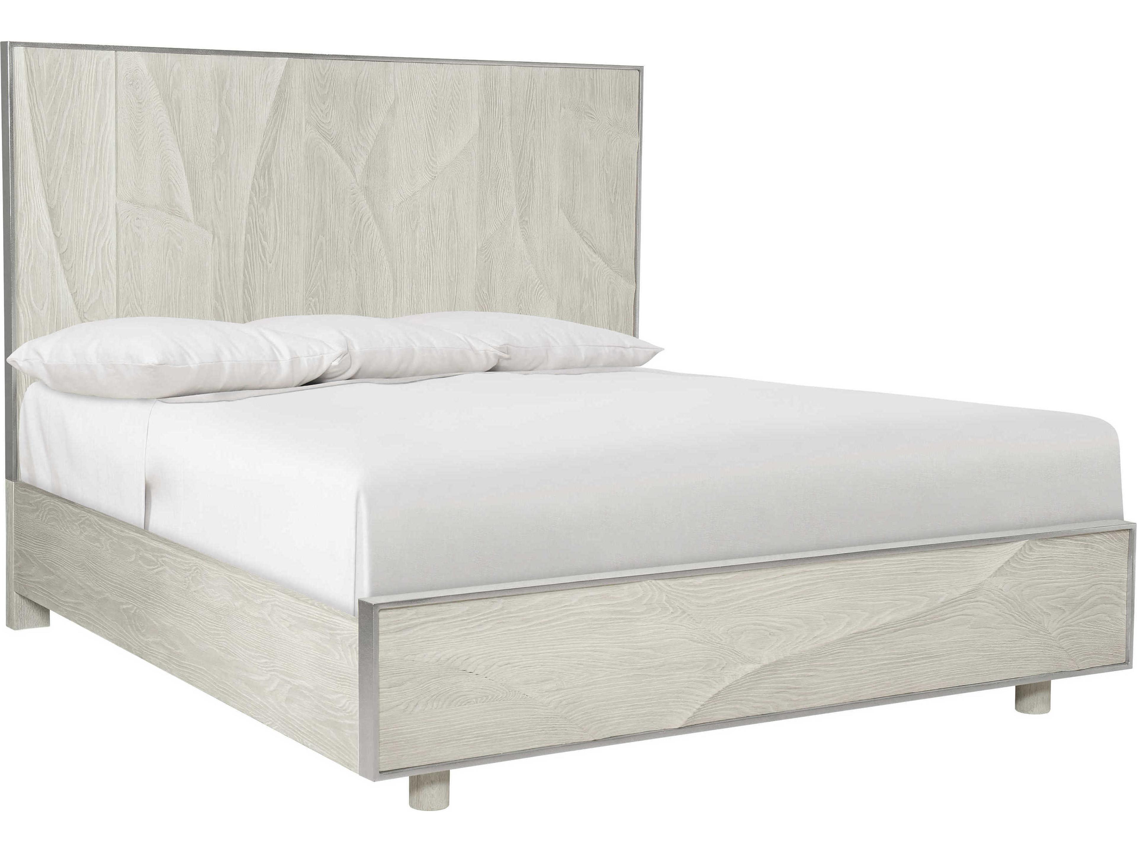 Bernhardt Interiors Alvarez Jicama Shiny Nickel White Rubberwood Wood King Panel Bed
