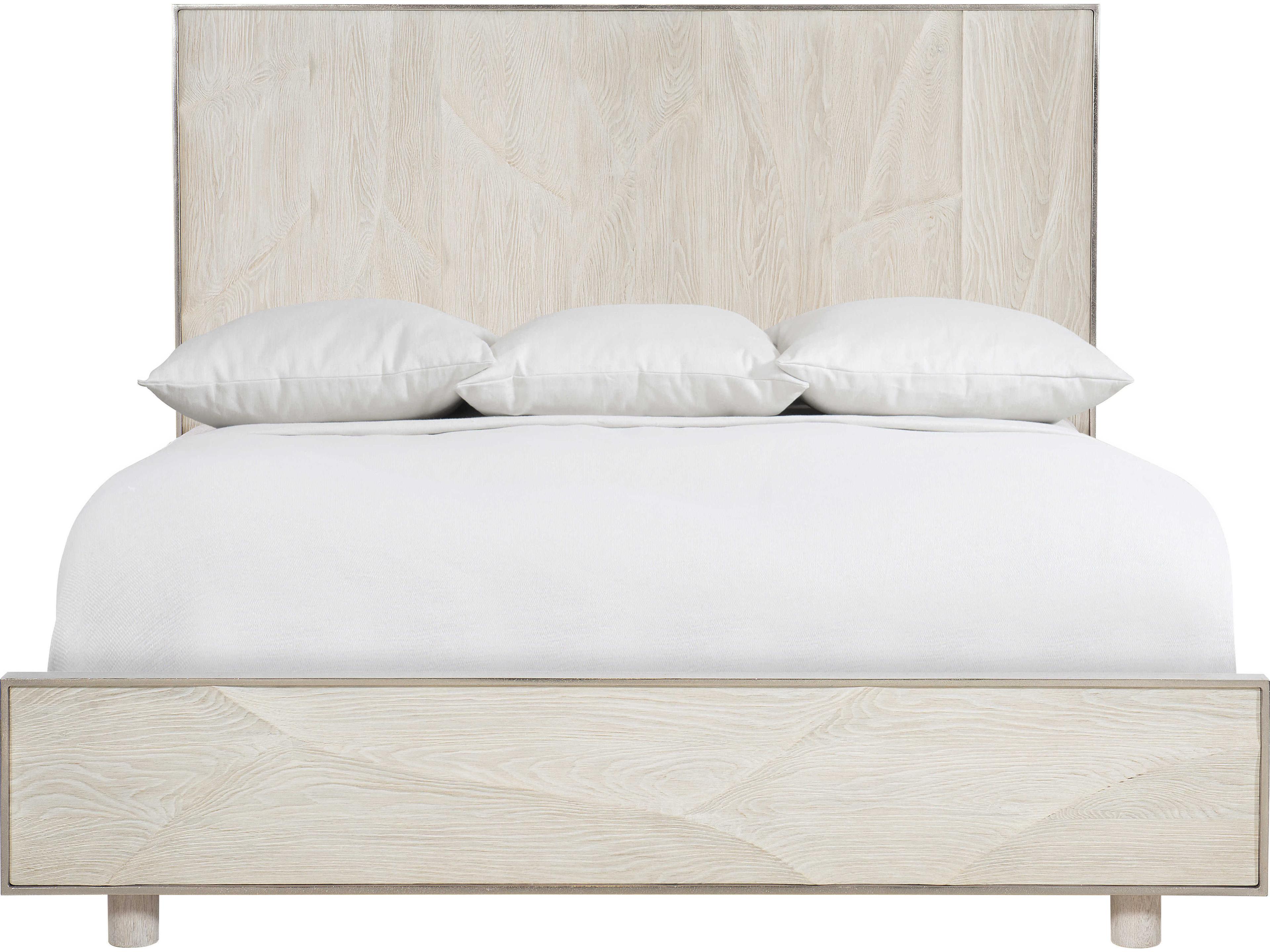 Bernhardt Interiors Alvarez Jicama Shiny Nickel White Rubberwood Wood King Panel Bed