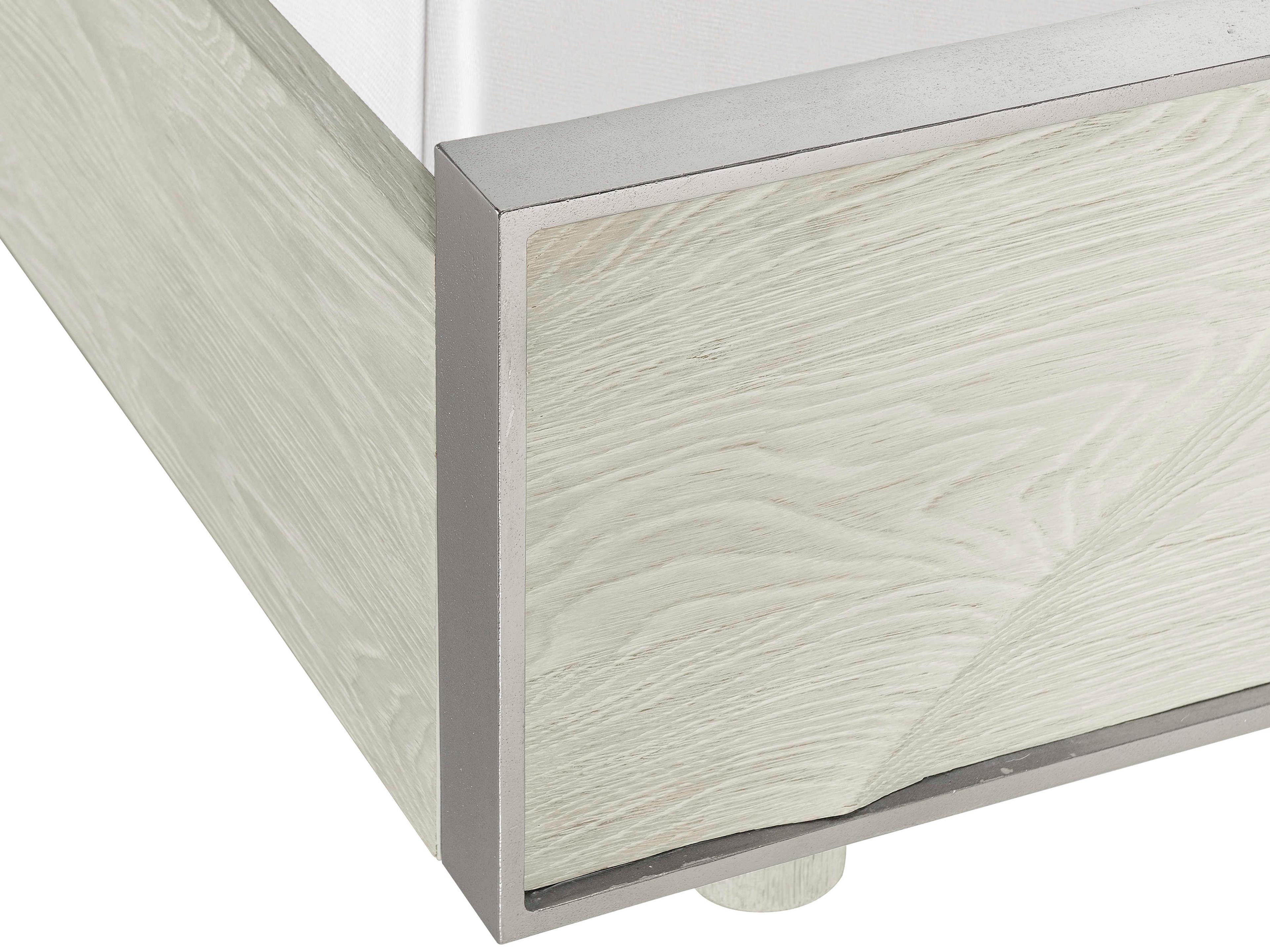 Bernhardt Interiors Alvarez Jicama Shiny Nickel White Rubberwood Wood King Panel Bed