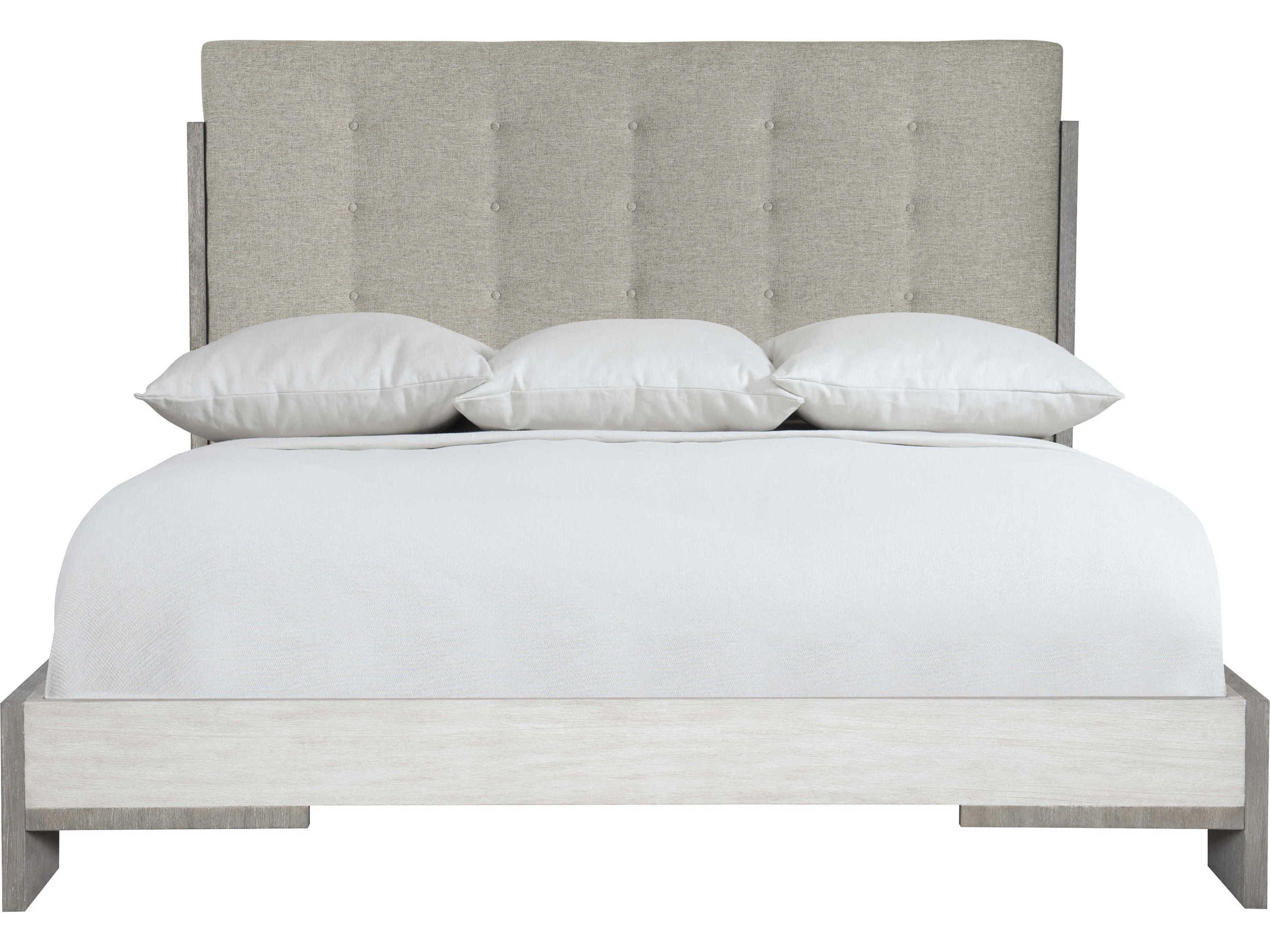 Bernhardt Foundations Linen Light Shale Gray Upholstered King Panel Bed