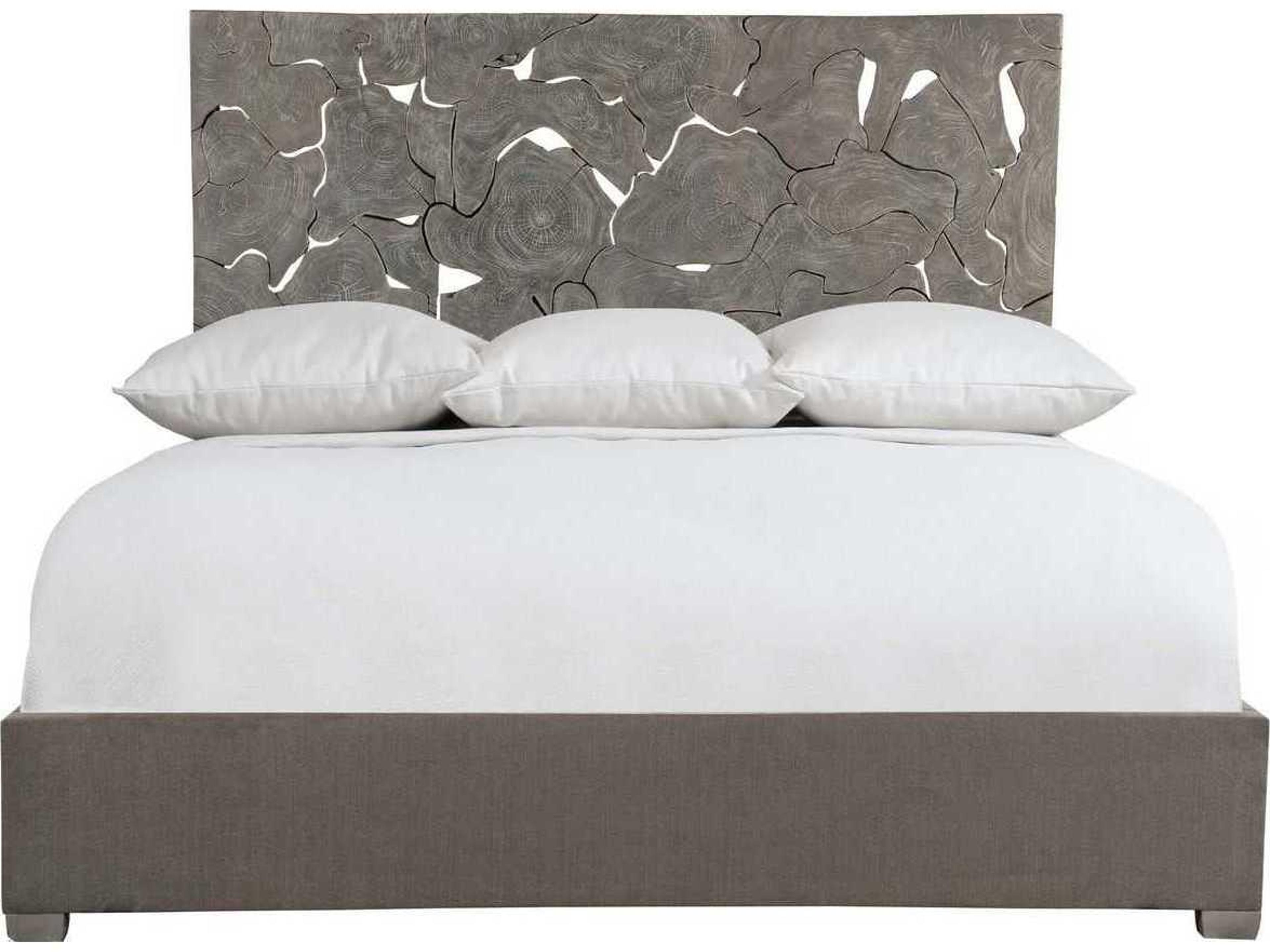 Interiors Gray Teak Wood King Panel Bed