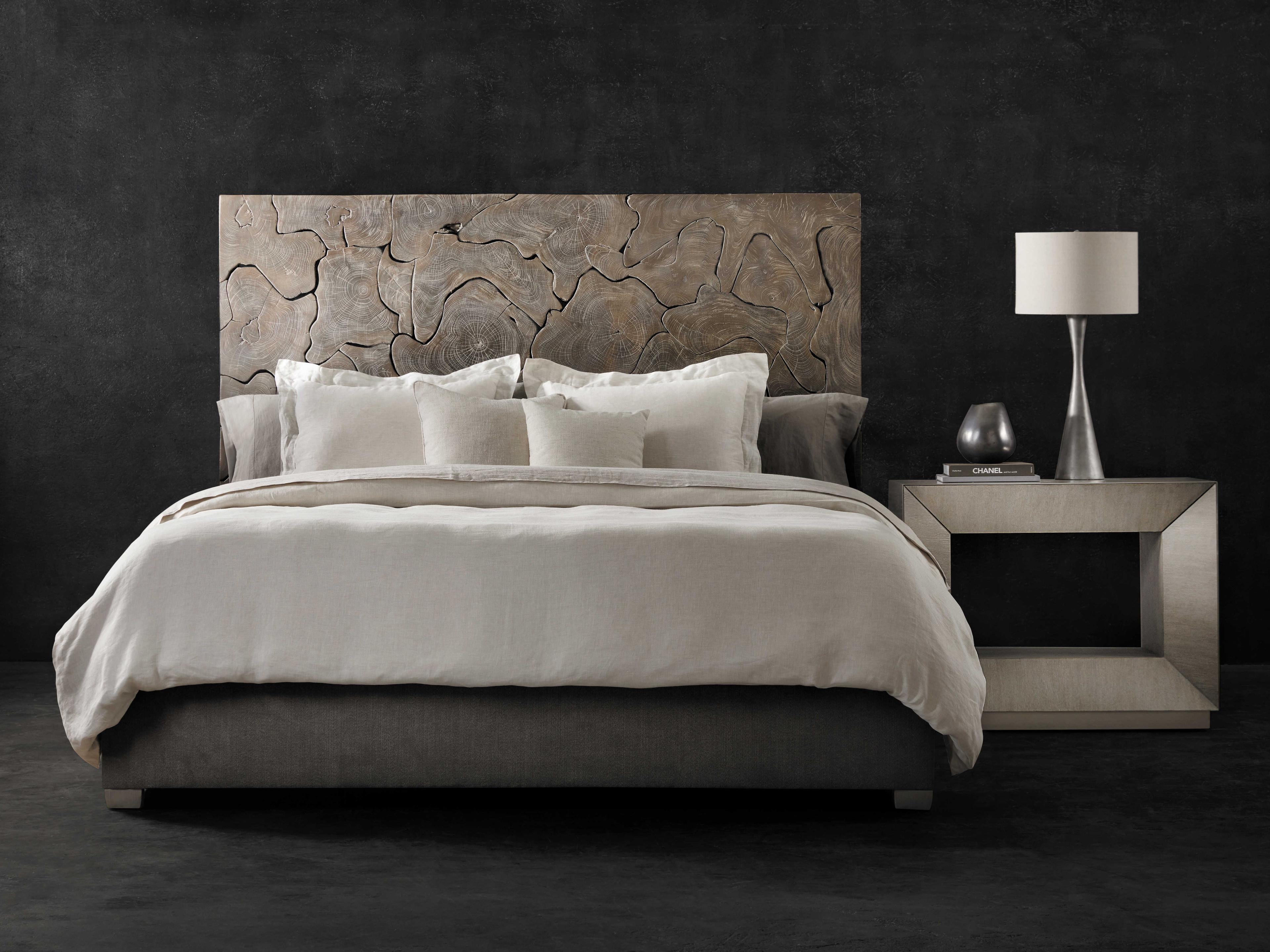 Bernhardt Interiors Gray Teak Wood King Panel Bed