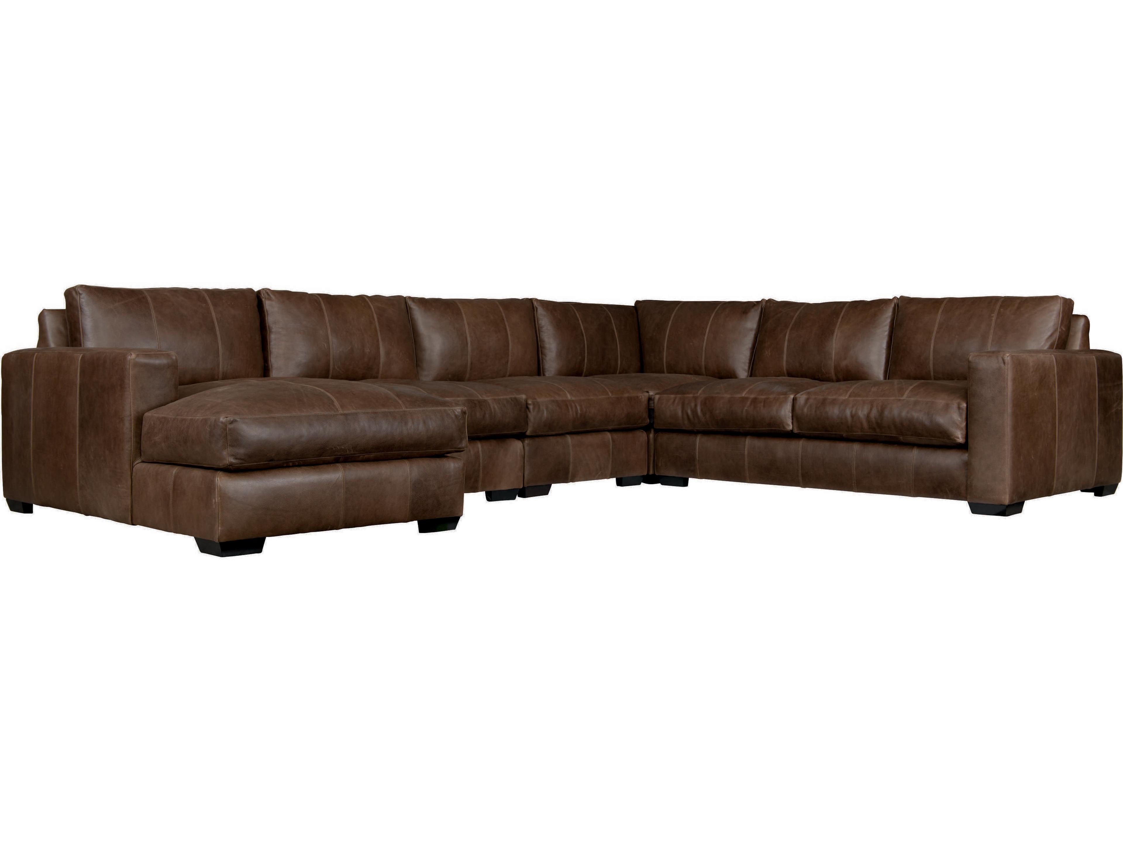 Dawkins Brown Leather Sectional Sofa with LAF Chaise