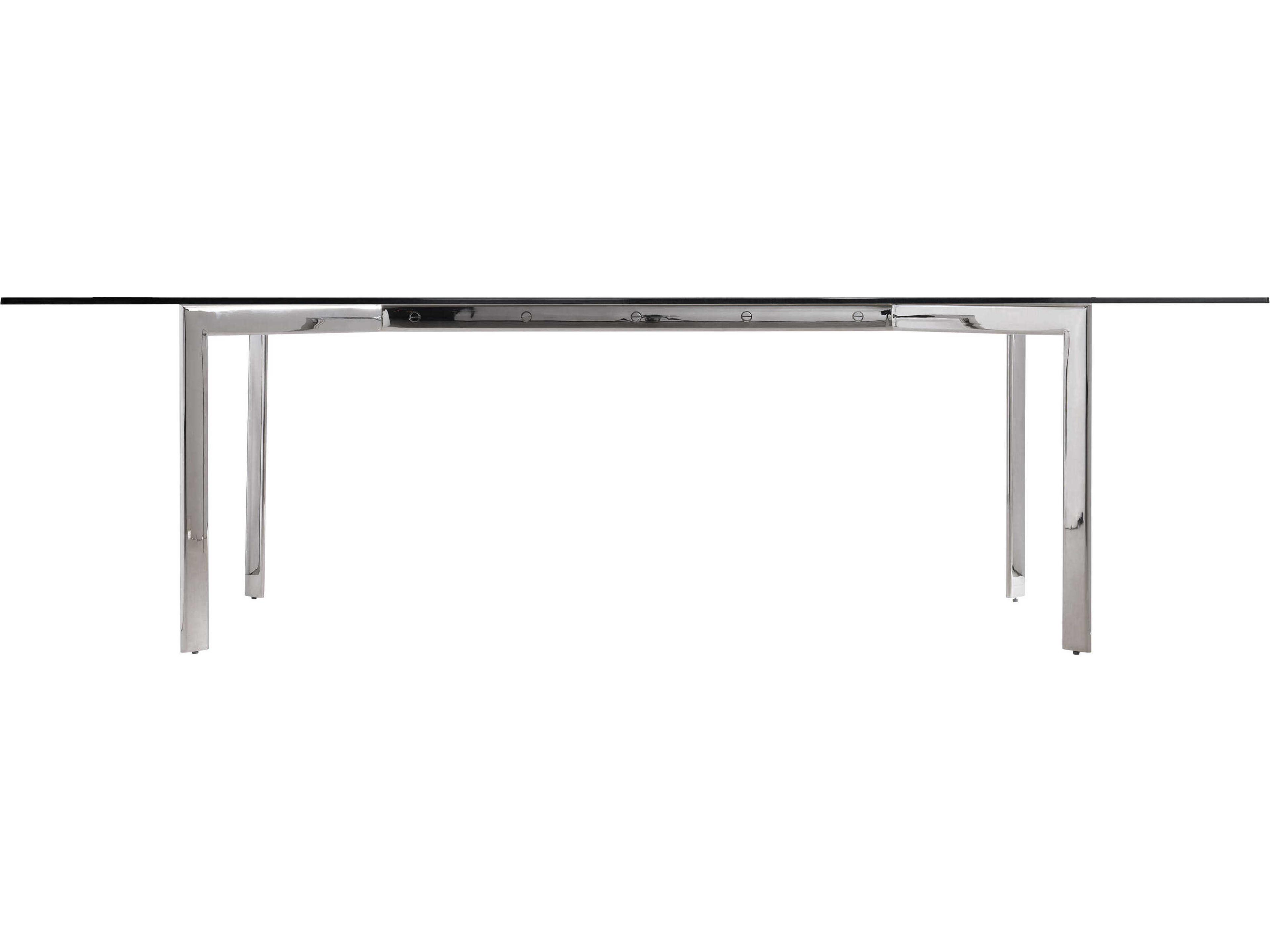Bernhardt Cristobal Rectangular Glass Polished Stainless Steel Dining Table