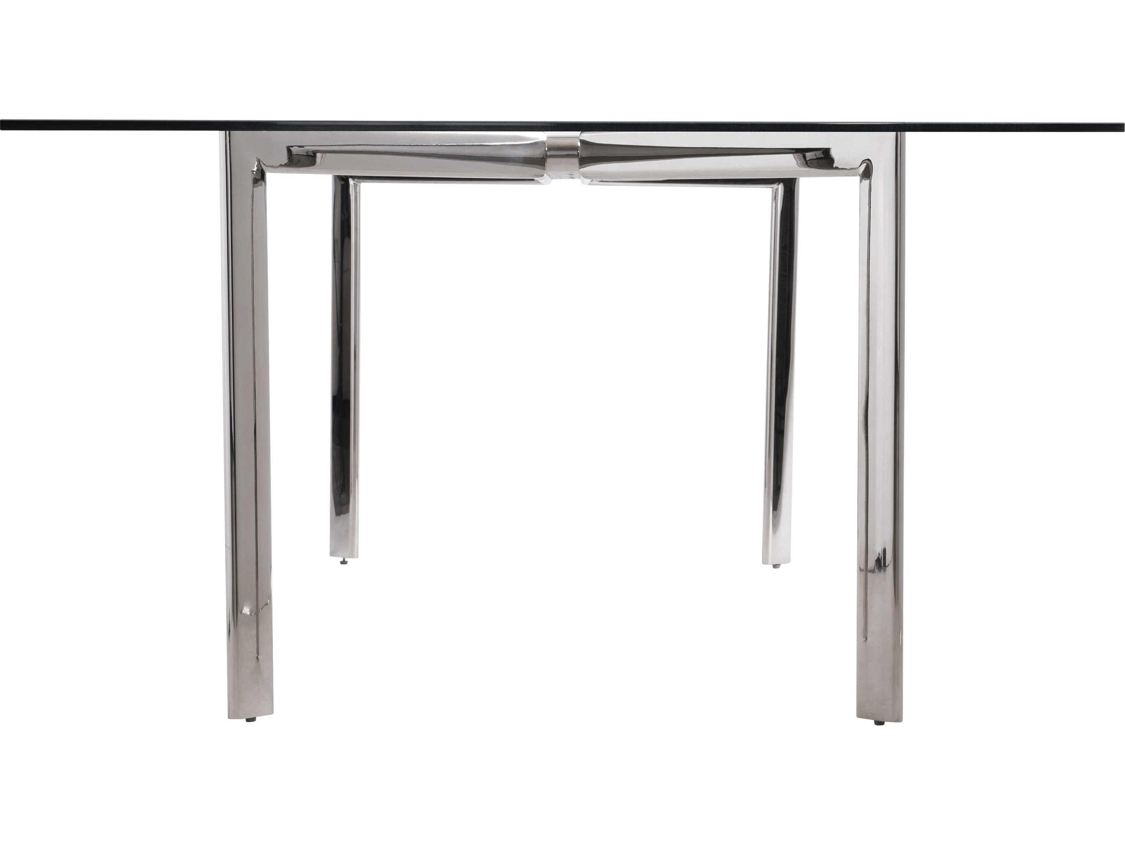 Bernhardt Cristobal Rectangular Glass Polished Stainless Steel Dining Table
