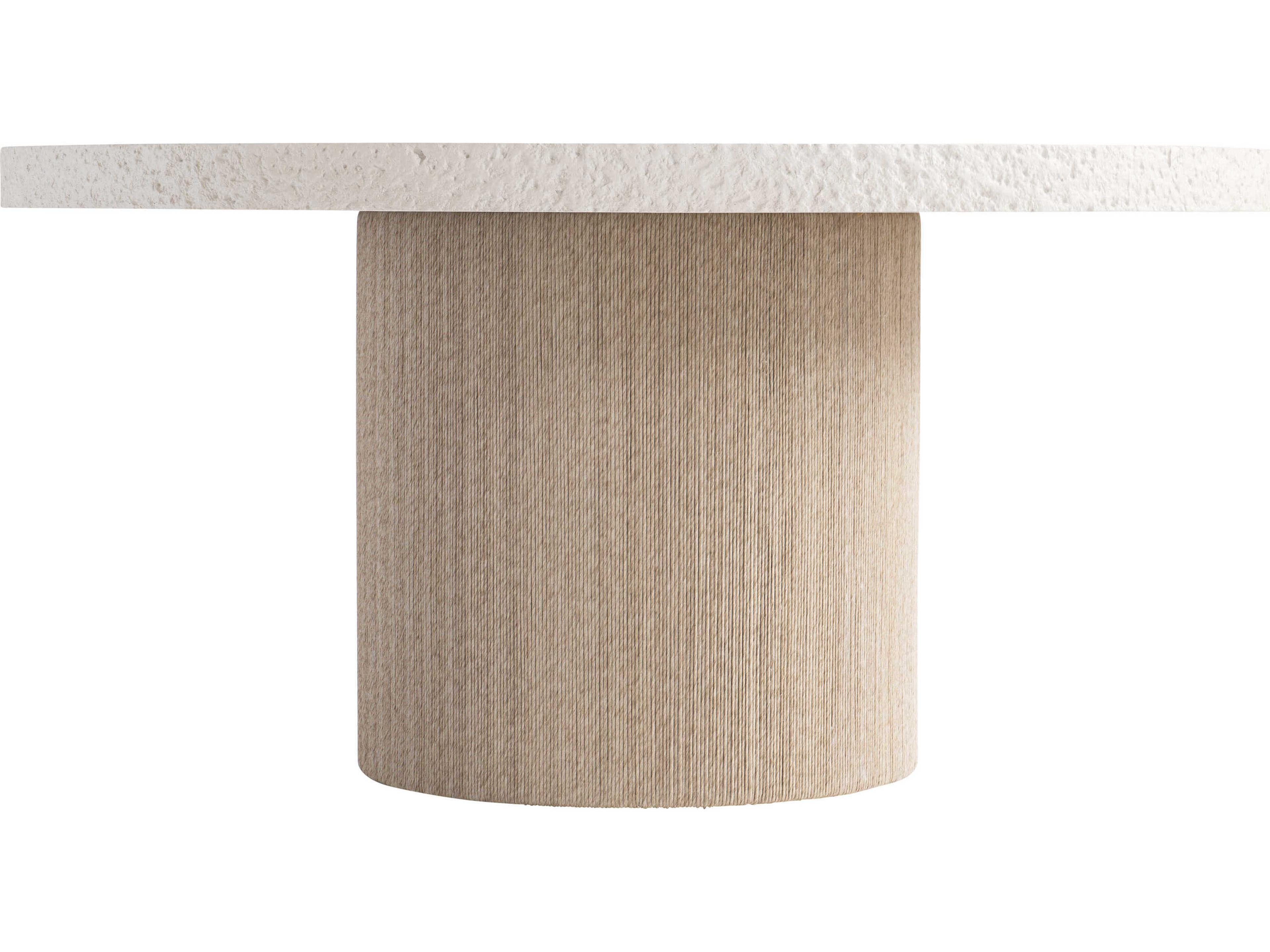 Bernhardt Kiona Round Faux Stone Crema Sandbar Dining Table