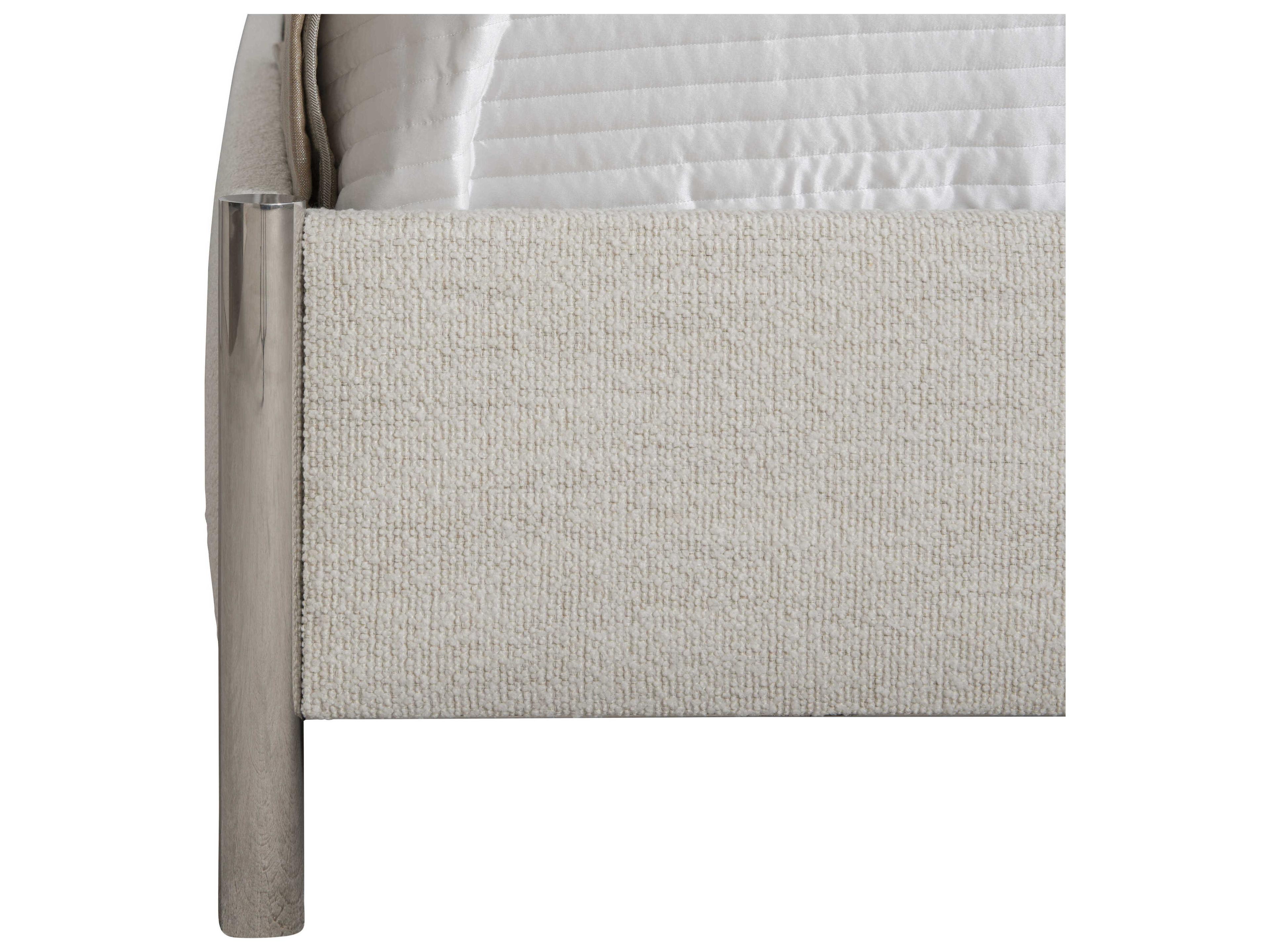 Bernhardt Modulum Polished Stainless Steel White Upholstered King Panel Bed