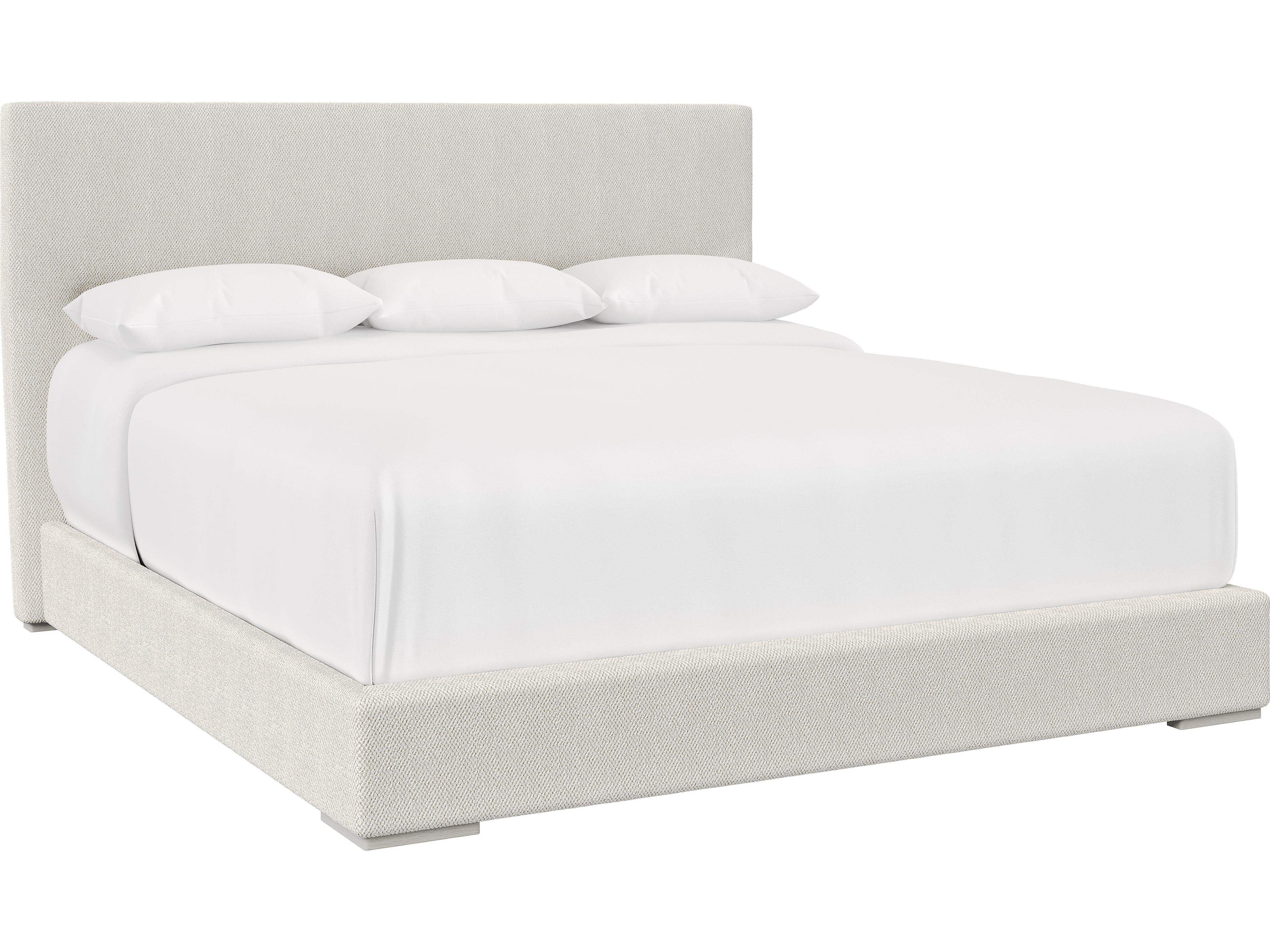 Stratum Cream White Upholstered King Panel Bed