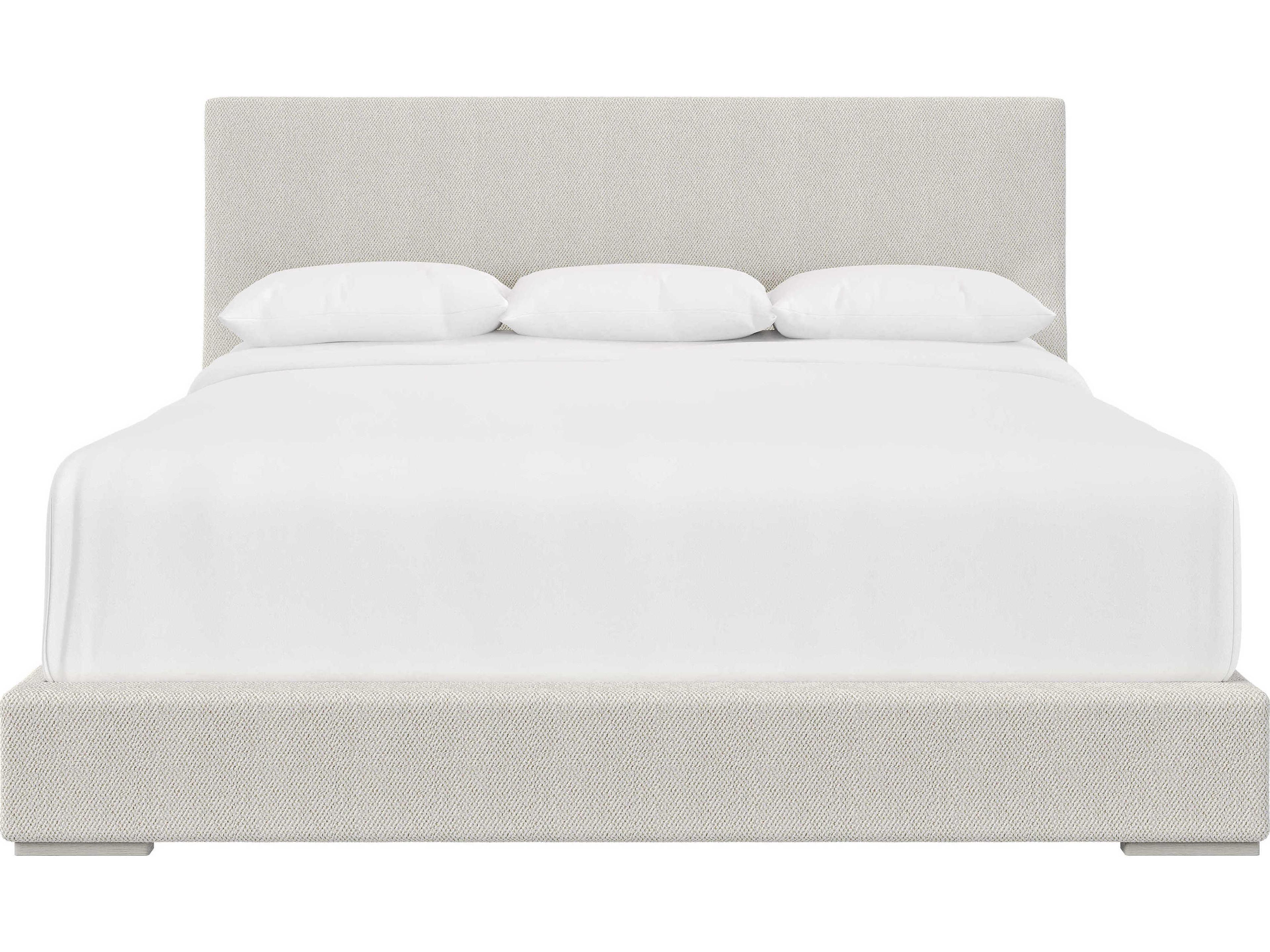 Stratum Mist White Upholstered King Panel Bed