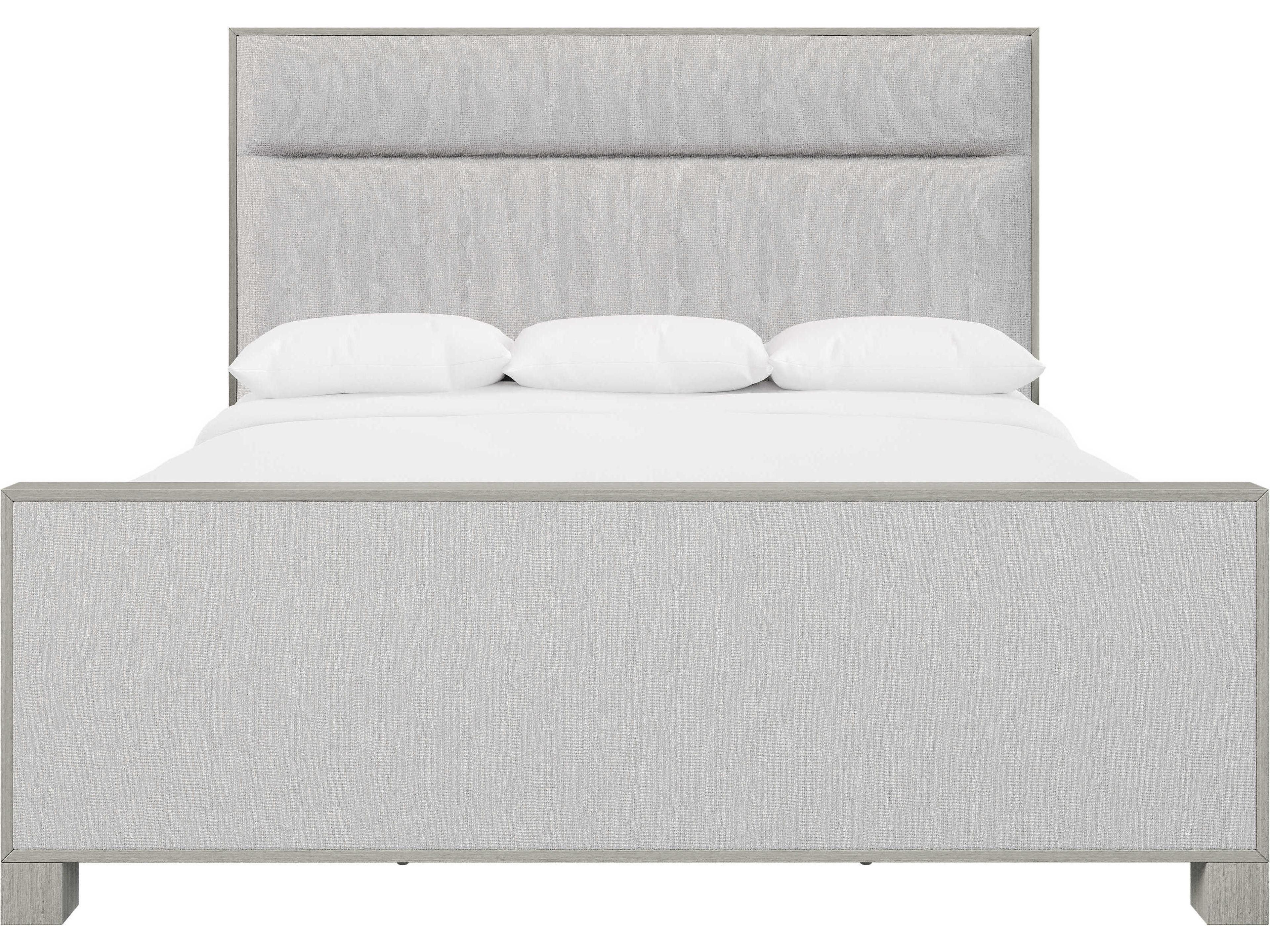 Stratum Mist Gray Upholstered California King Panel Bed