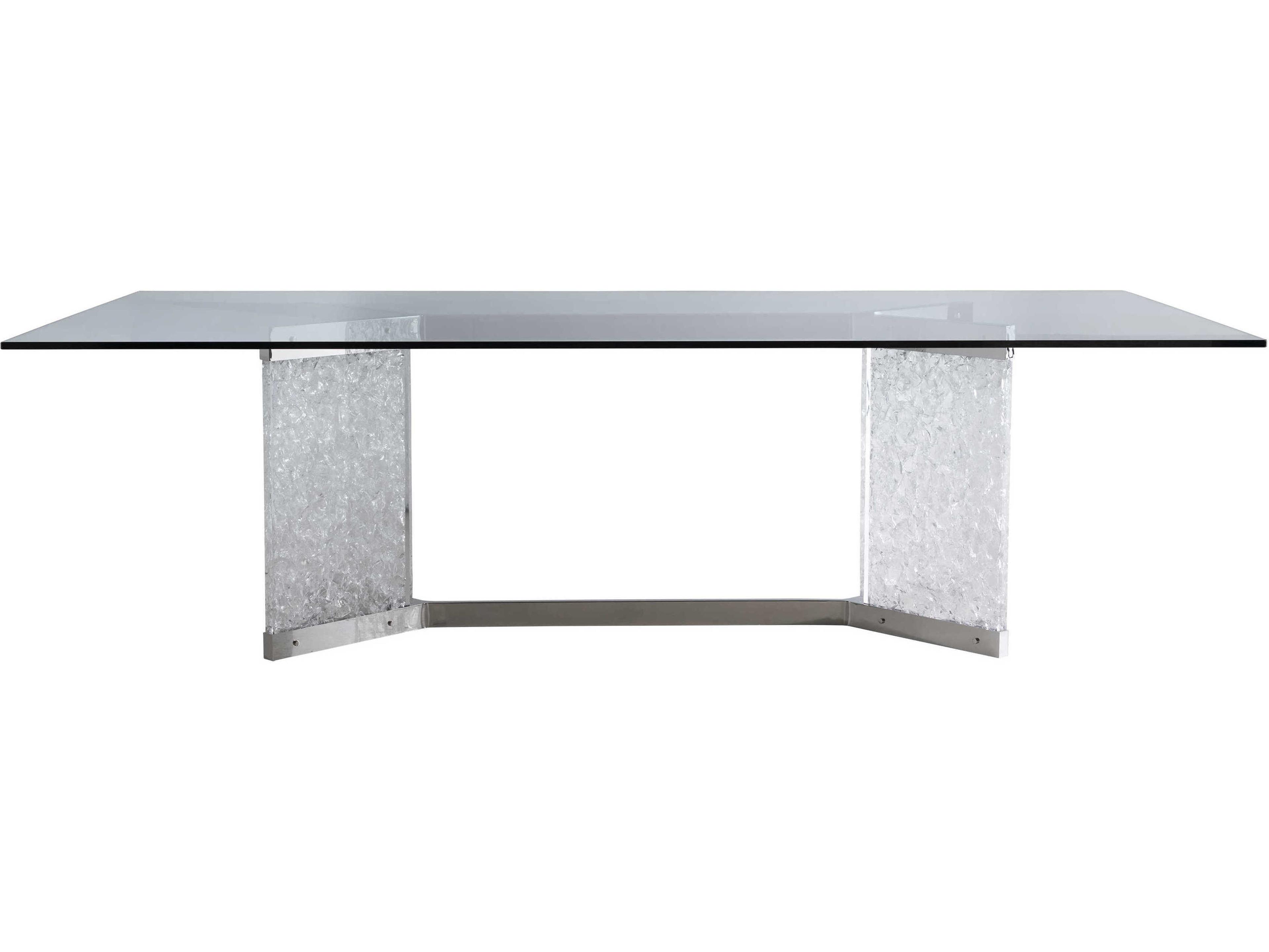 Bernhardt Andorra Rectangular Glass Polished Stainless Steel Dining Table