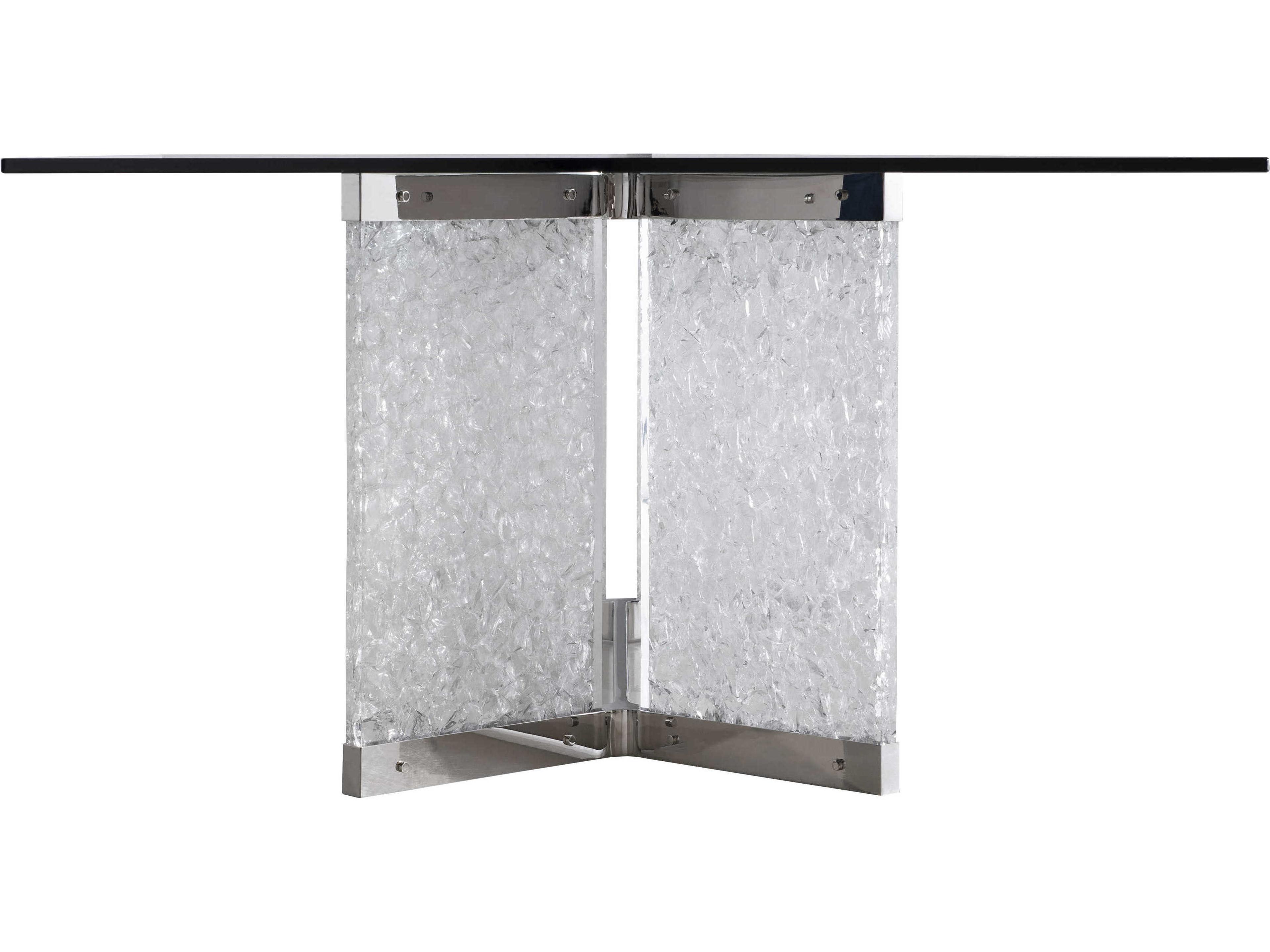 Bernhardt Andorra Rectangular Glass Polished Stainless Steel Dining Table