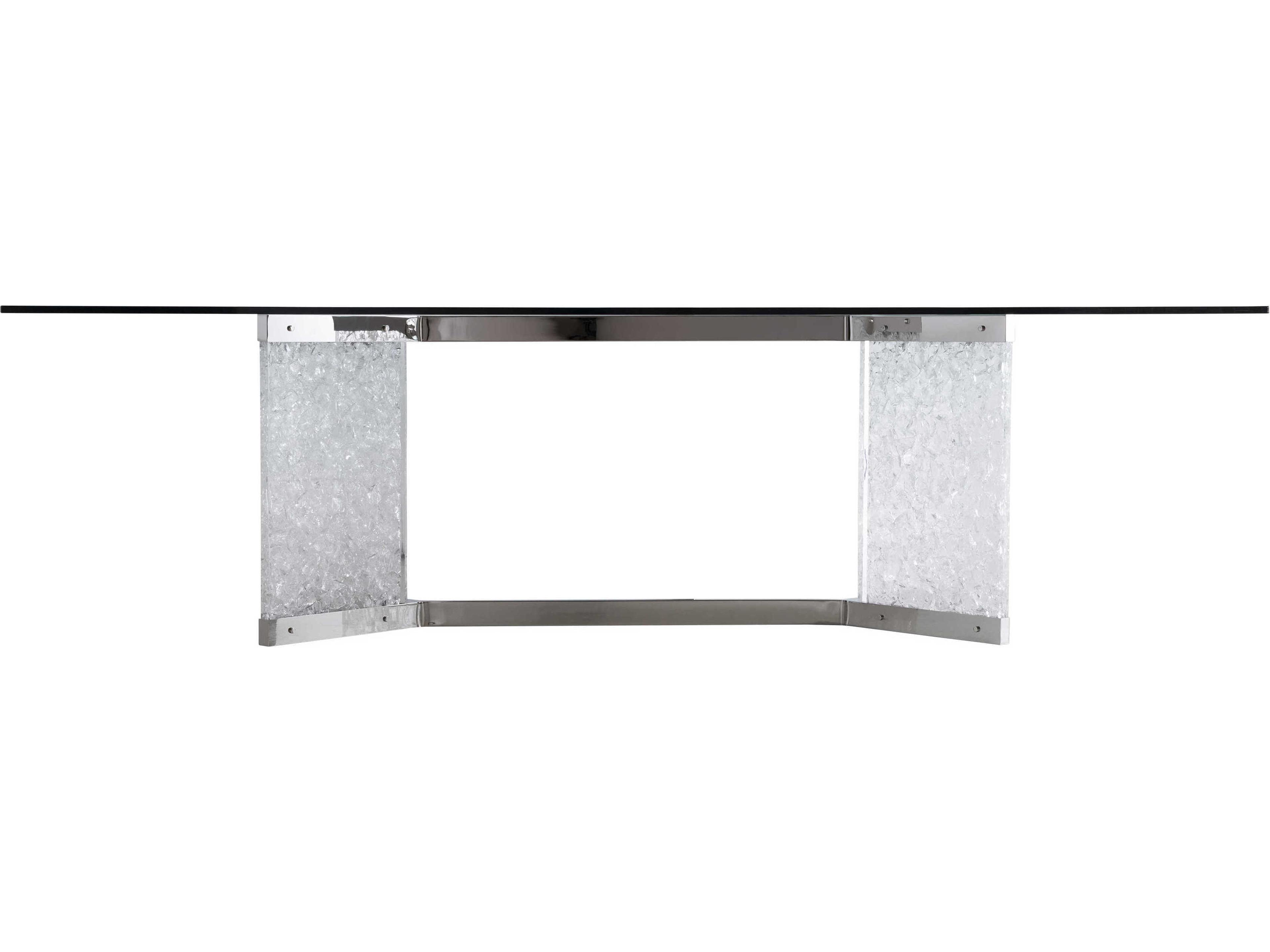 Bernhardt Andorra Rectangular Glass Polished Stainless Steel Dining Table