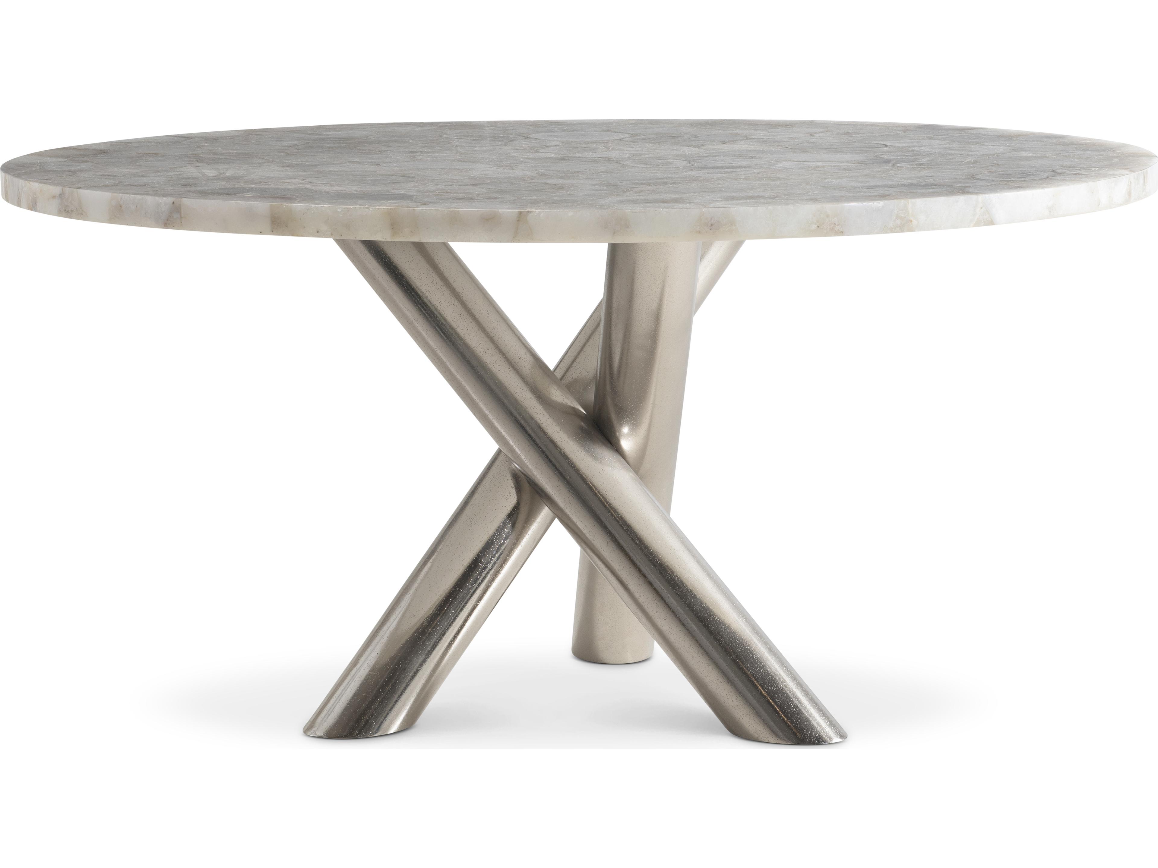 Bernhardt Ornella Round Stone Silver Dining Table