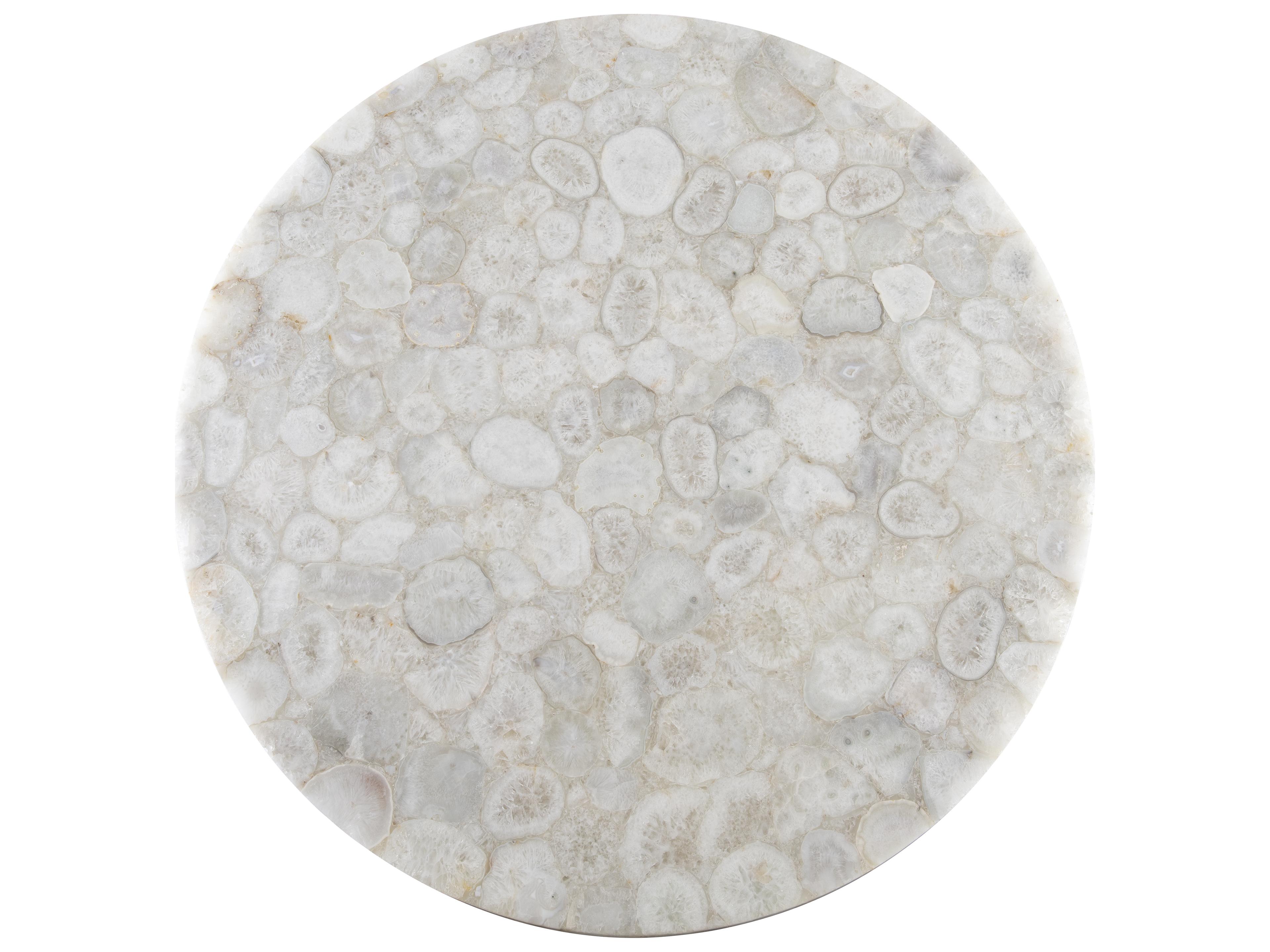 Bernhardt Ornella Round Stone Silver Dining Table