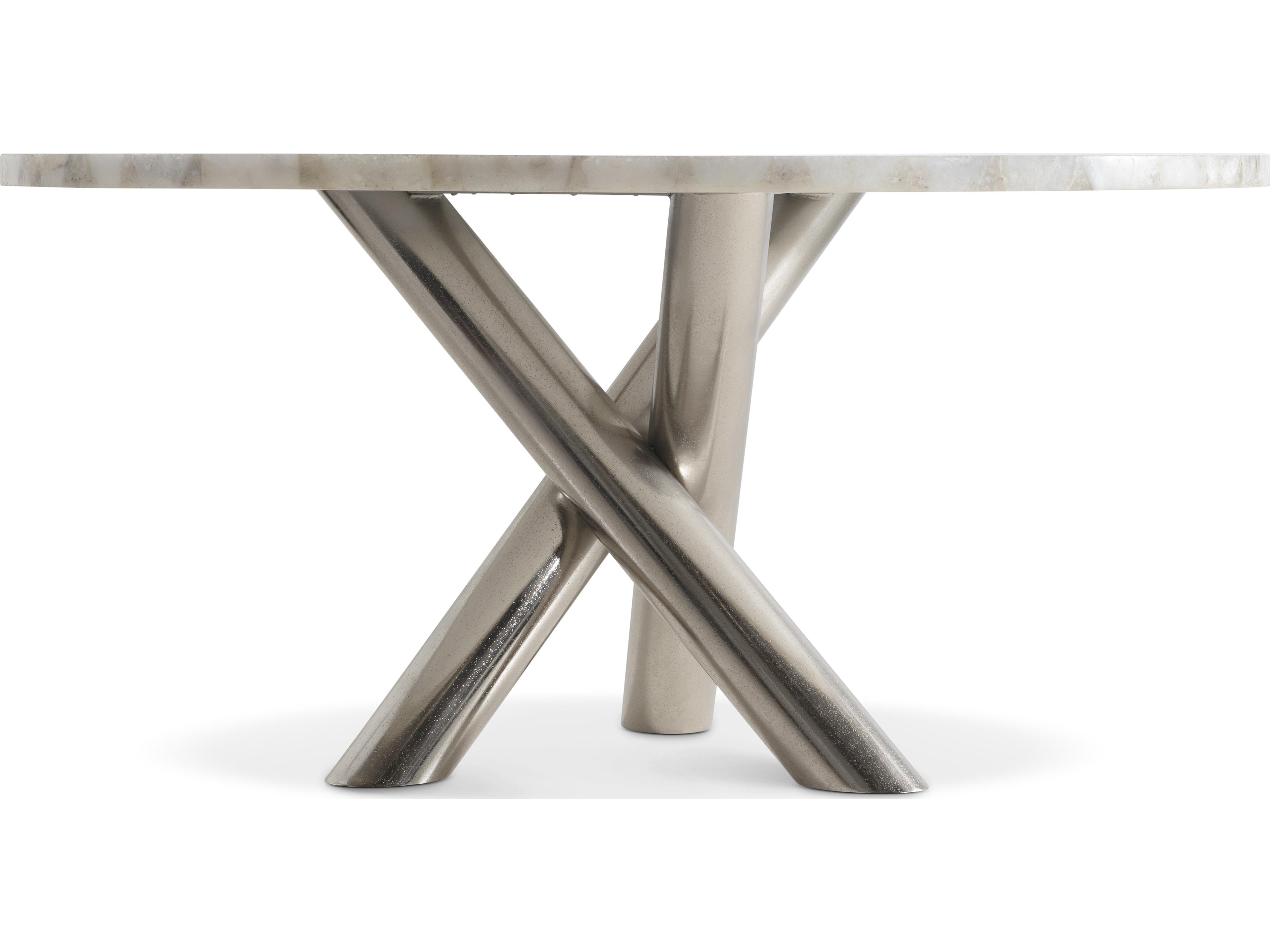 Bernhardt Ornella Round Stone Silver Dining Table