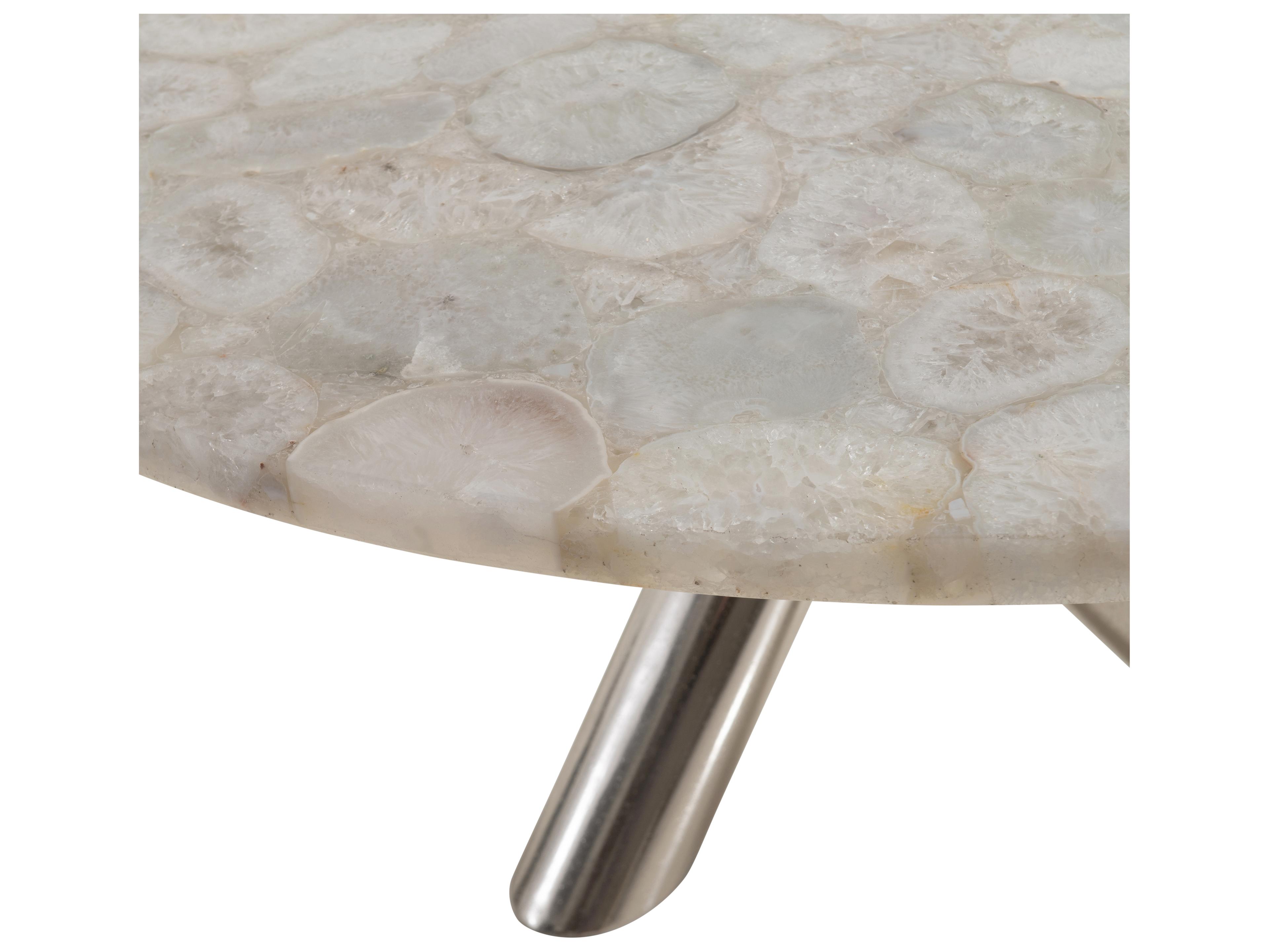 Bernhardt Ornella Round Stone Silver Dining Table