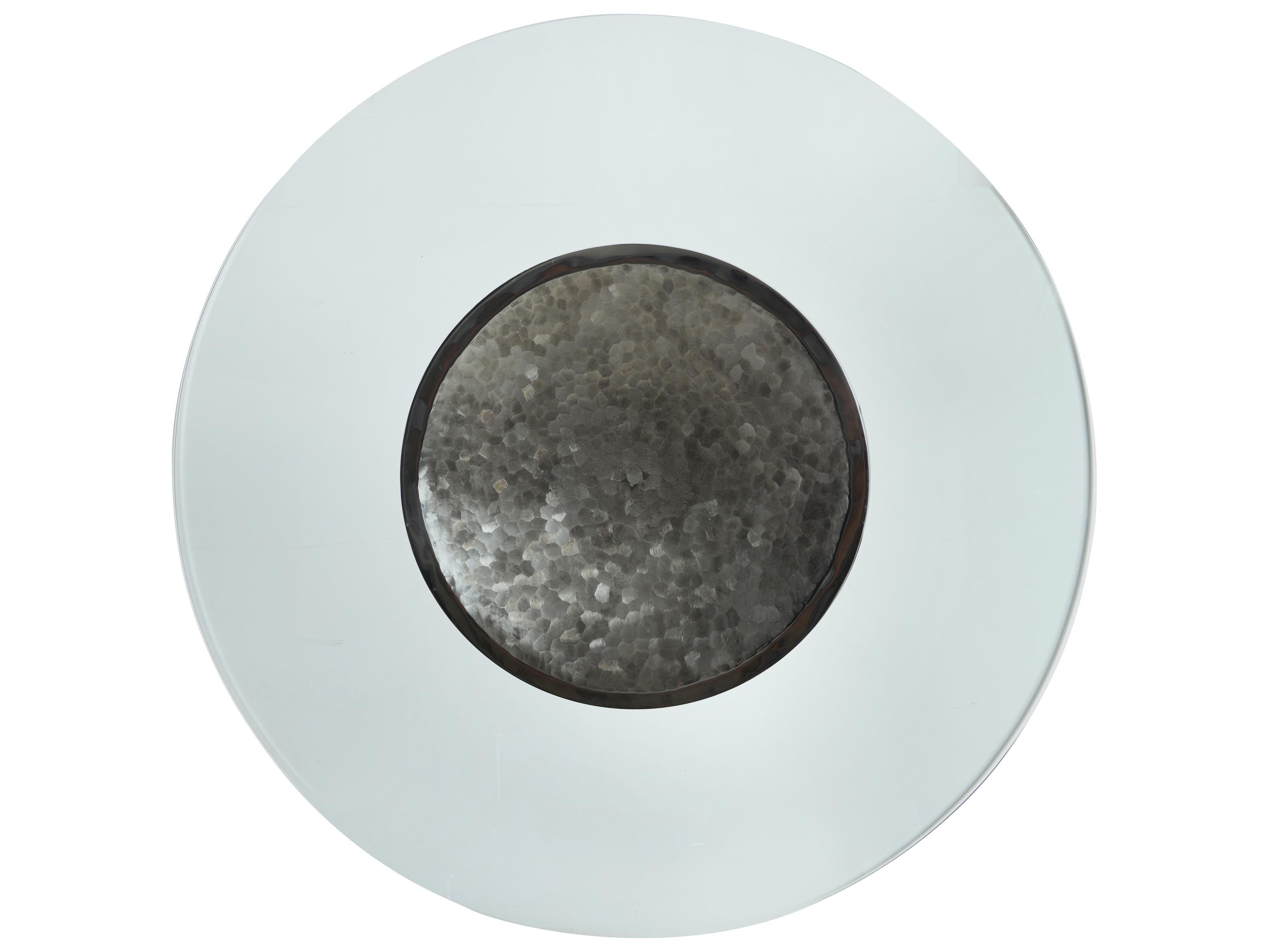 Bernhardt Dalton Round Glass Greige Dining Table