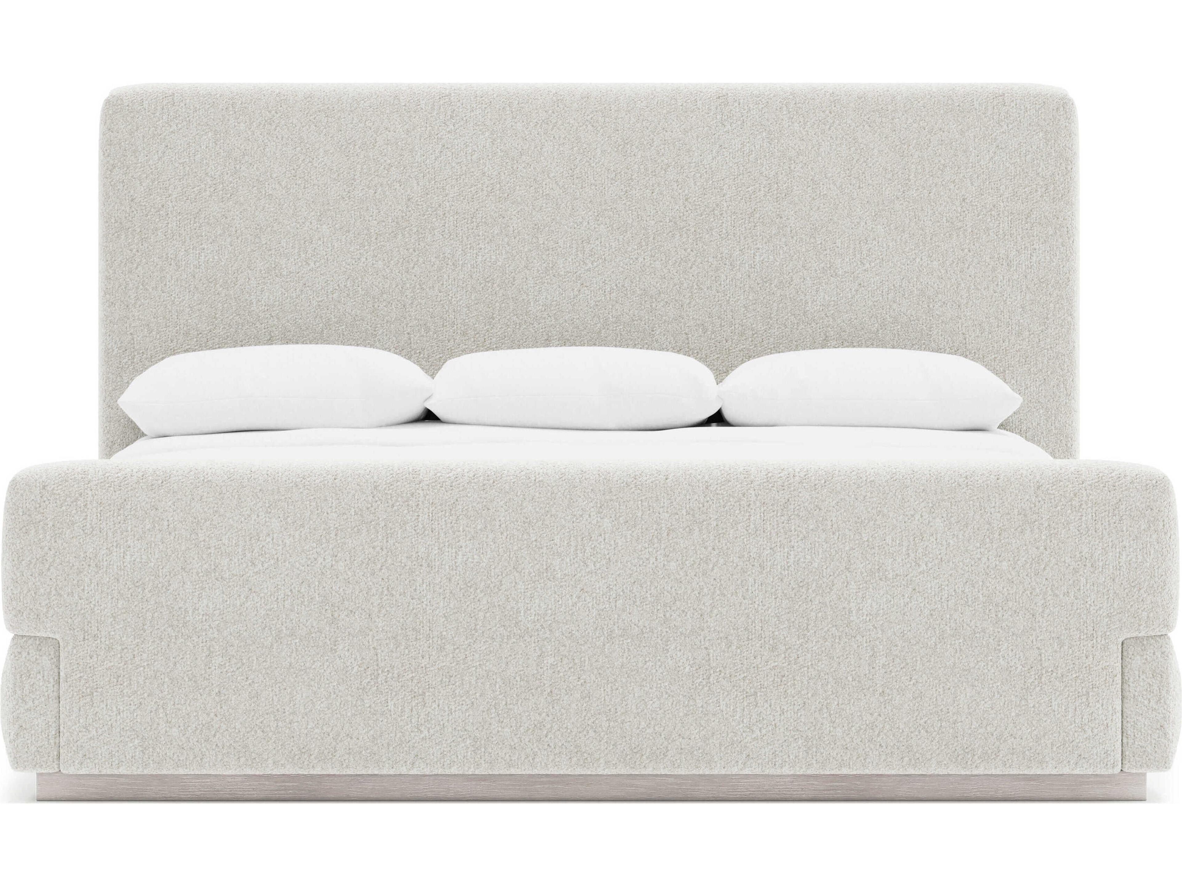 Bernhardt Tempo Beige Oak Wood Upholstered King Panel Bed