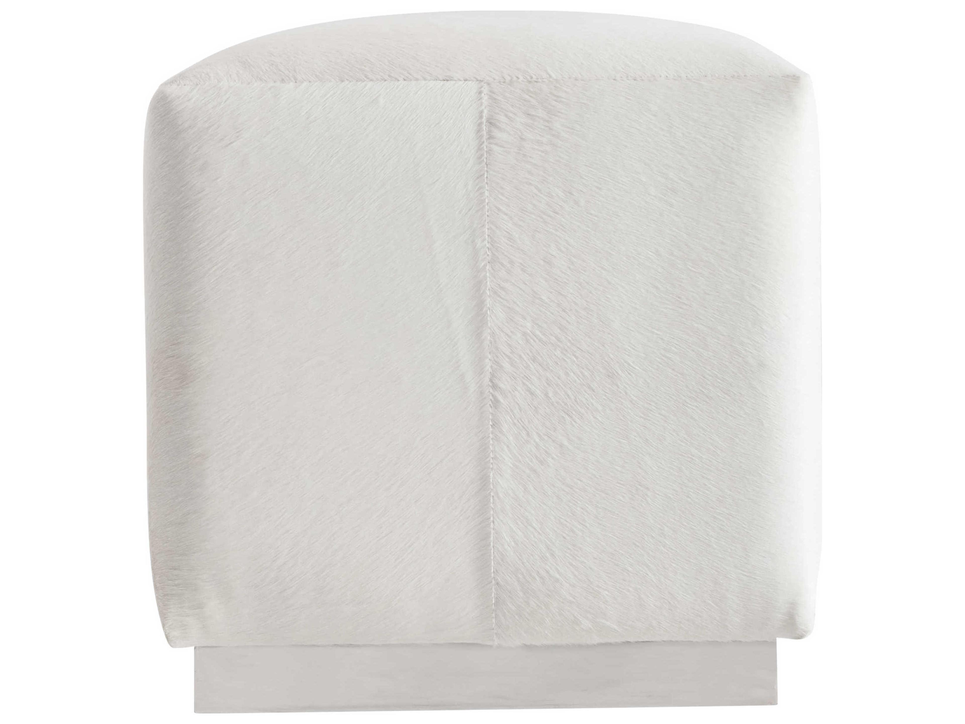 Bernhardt Aspen Stainless Steel White Upholstered Ottoman